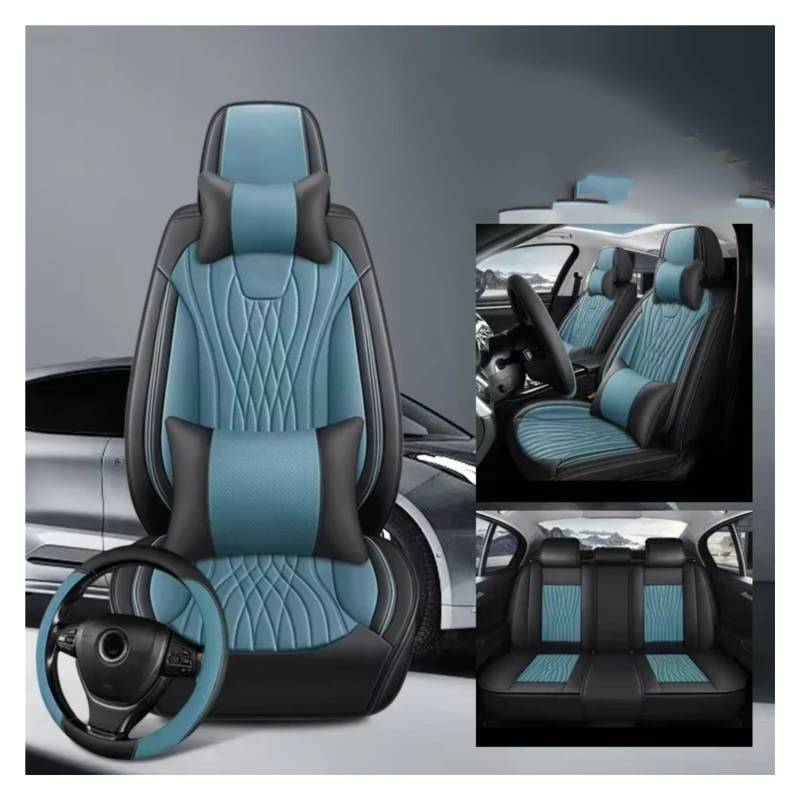 Für Cadillac Für Cts Für ATS CT6 Für XTS Für Escallade XT5 Für SRX Für DTS Vollständige Abdeckung Pu Leder Auto Sitz Abdeckung Auto Sitzbezüge(M Blue 5 Seat) von Dtbdfak