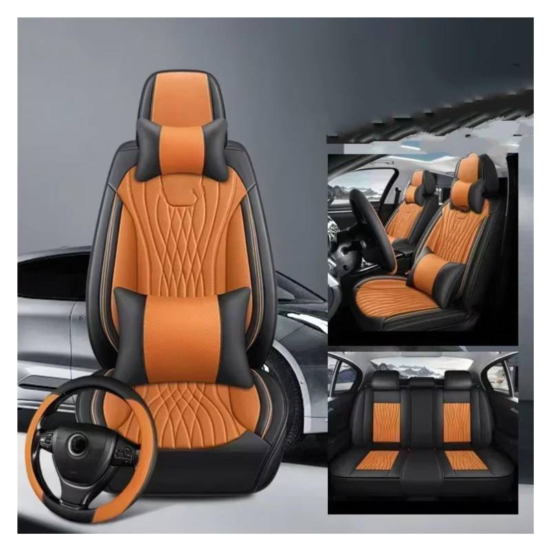 Für Cadillac Für Cts Für ATS CT6 Für XTS Für Escallade XT5 Für SRX Für DTS Vollständige Abdeckung Pu Leder Auto Sitz Abdeckung Auto Sitzbezüge(N Orange 5 Seat) von Dtbdfak