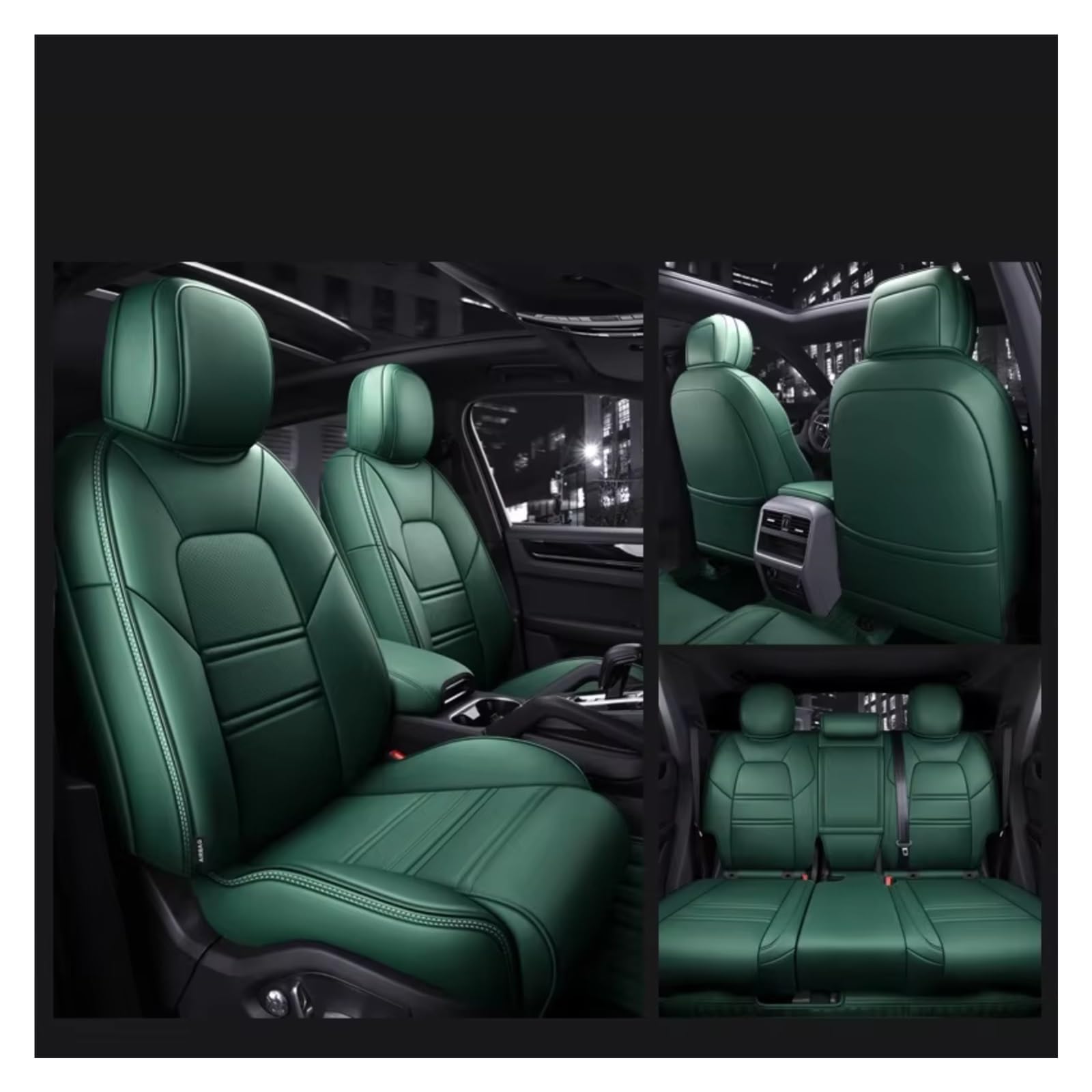 Für Cayenne Für Macan Für Panamera Autositzbezüge Vollständiger Satz Mittelperforiertes Echtleder Pu Auto Sitzbezüge(Green) von Dtbdfak
