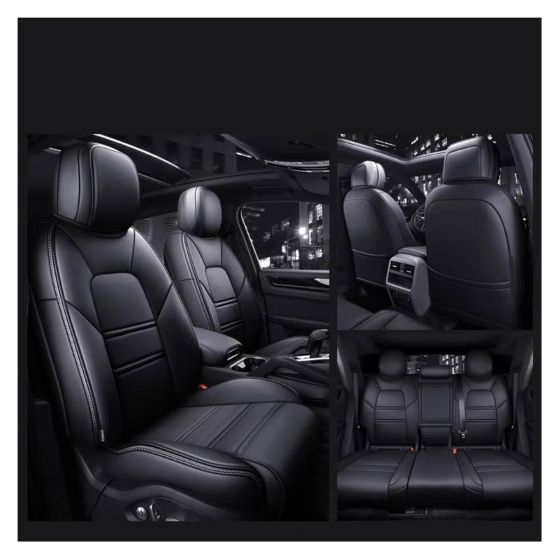 Für Cayenne Für Macan Für Panamera Autositzbezüge Vollständiger Satz Mittelperforiertes Echtleder Pu Auto Sitzbezüge(Schwarz) von Dtbdfak