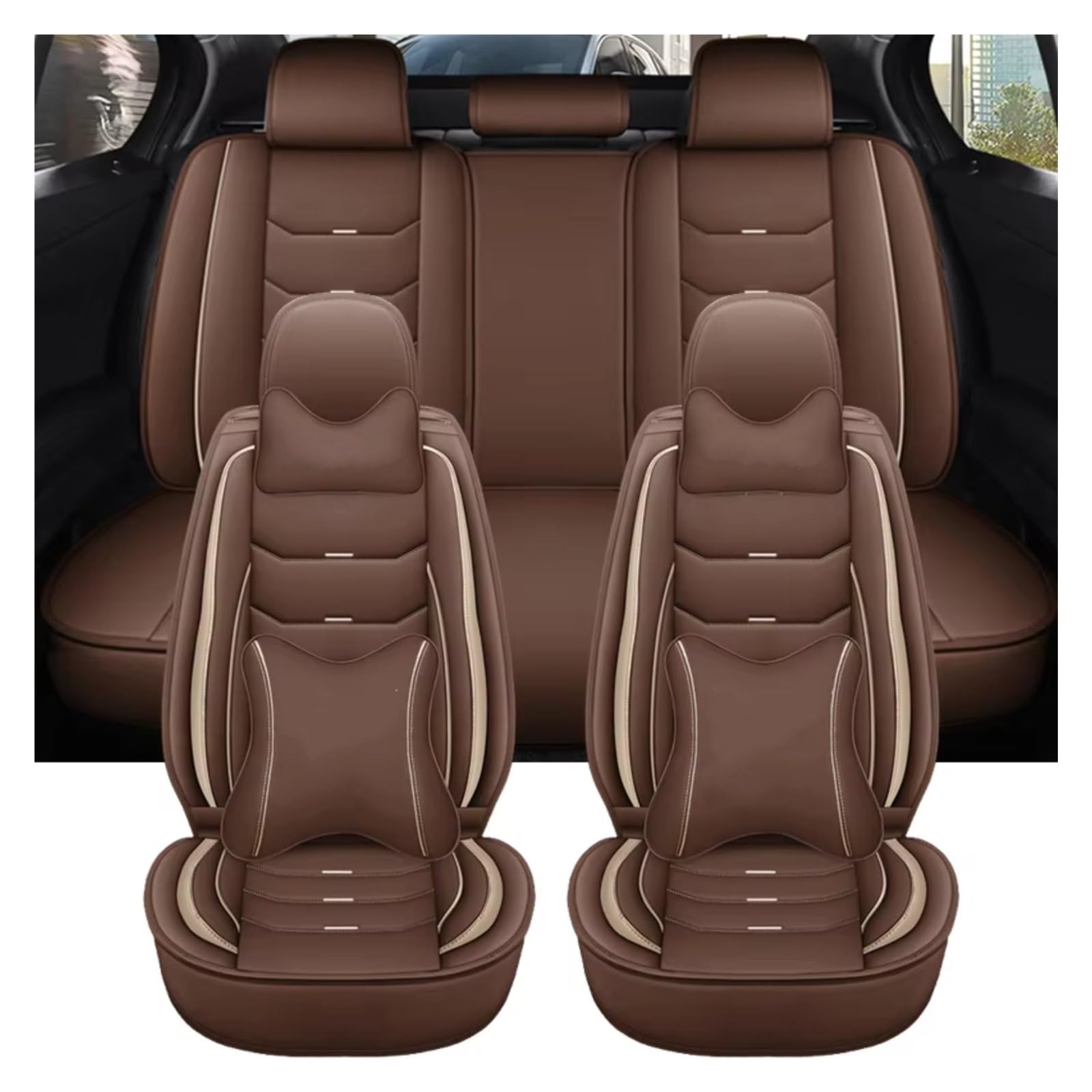 Für Chevrolet Für Cruze Zubehör Innenbezüge Leder Autositzbezug Autositzschutz Auto Sitzbezüge(J 9 PCS) von Dtbdfak