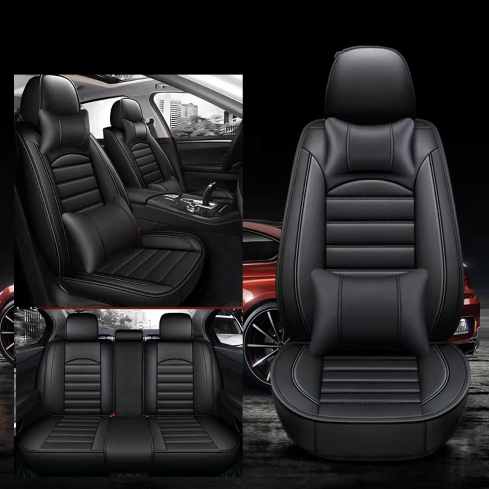 Für F10 5 Series F11 G30 G31 E39 E60 E61 F07 F18 Auto-Innendetails Sitzschutz Autositzbezug Auto Sitzbezüge(J Black 5 Seat) von Dtbdfak
