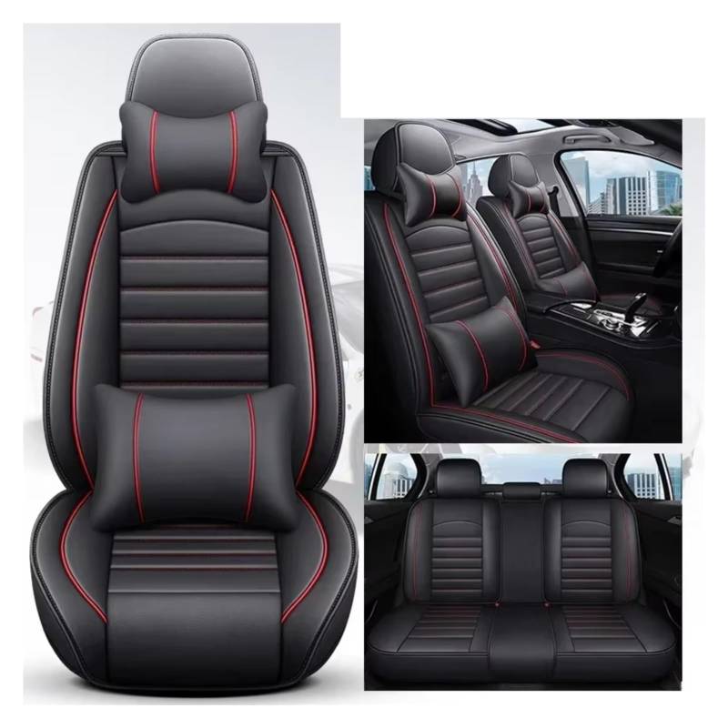 Für Ford Für Fiesta Für Fusion Für Mondeo Für Taurus Für Mustang Auto Sitz Abdeckung Vollständige Abdeckung Auto Sitz Abdeckung Auto Sitzbezüge(I Black Red Pillow) von Dtbdfak