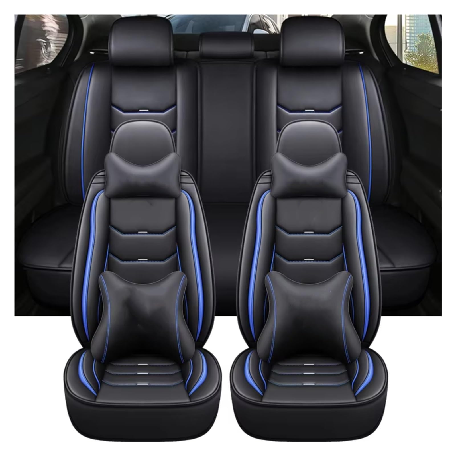 Für Hyundai Für Tucson Accsesories Innenbezüge Leder Autositzbezug Autositzschutz Auto Sitzbezüge(G 9 PCS) von Dtbdfak