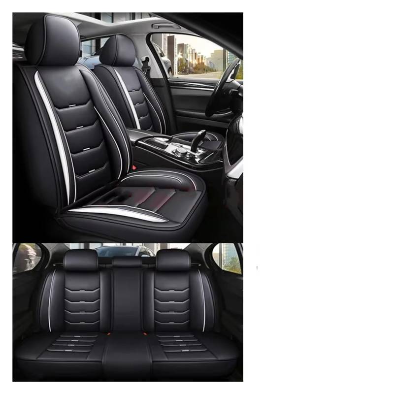 Für Hyundai Für Tucson Für Santa FE I30 I40 Für Veloster Für Genesis Für Venue Pu Leder Auto Sitz Abdeckung Auto Sitzbezüge(D Black Blue 5 Seat) von Dtbdfak