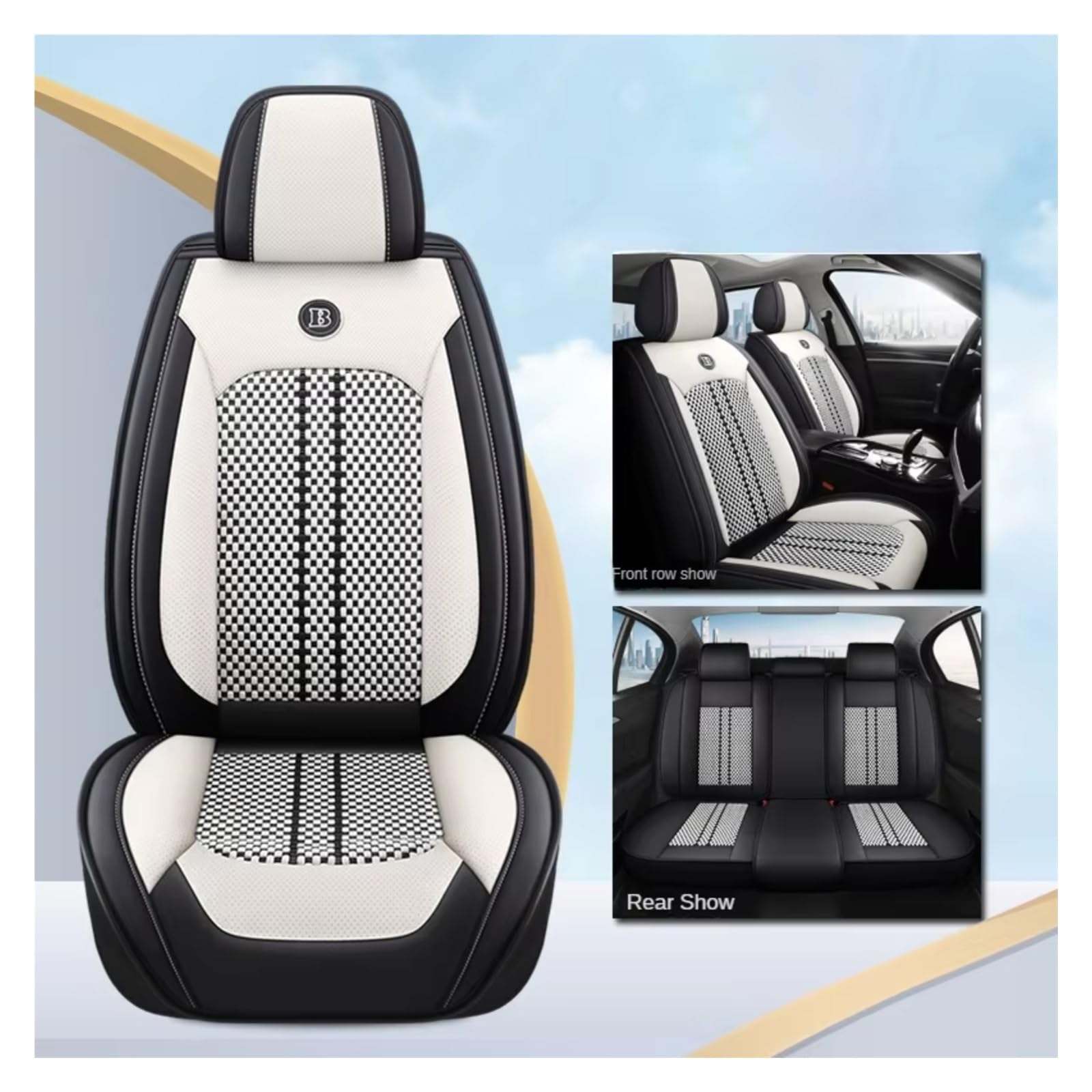 Für Infiniti FX35 ESQ EX25 JX35 M25 M35 QX50 QX56 Q50 QX60 QX70 Q60 G35 Autositzbezug Auto Sitzbezüge(F Black White 5 Seat) von Dtbdfak