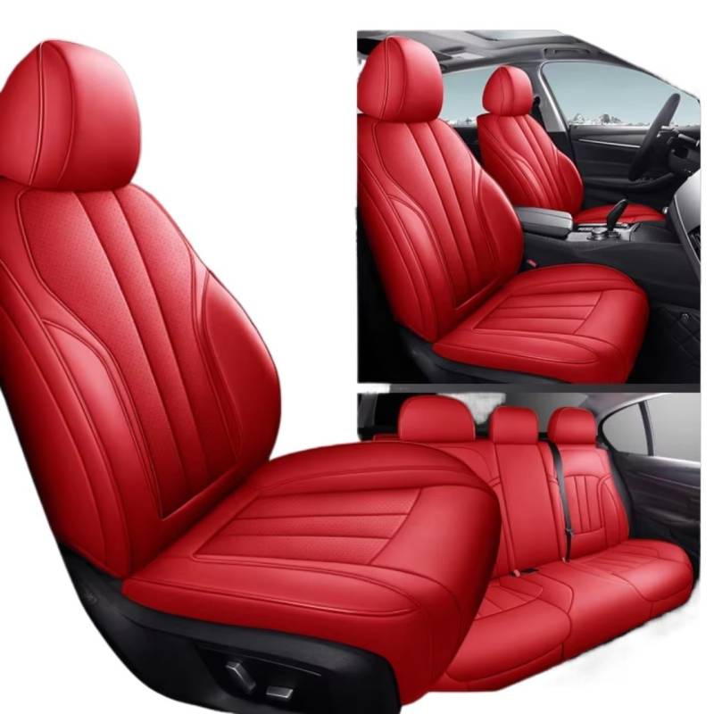 Für Jaguar Für XE Für F-PCAE XF Autoinnenausstattung PU-Leder Autositzbezug Auto Sitzbezüge(P Full Set-Red) von Dtbdfak