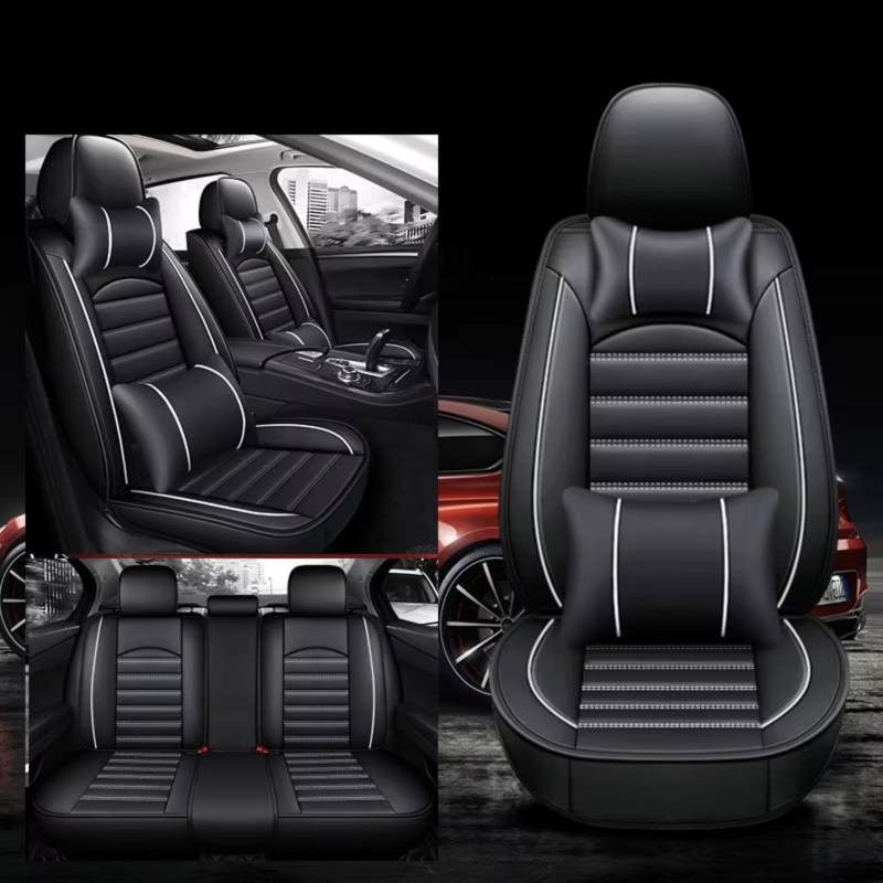 Für KIA Für Ceed Für Rio Carens Für Camival Für Ceed Für Picanto Für Telluride Für Cerato Für Cadenza K3 K5 K9 Auto Sitz Abdeckung Auto Sitzbezüge(H Black White 5 Seat) von Dtbdfak