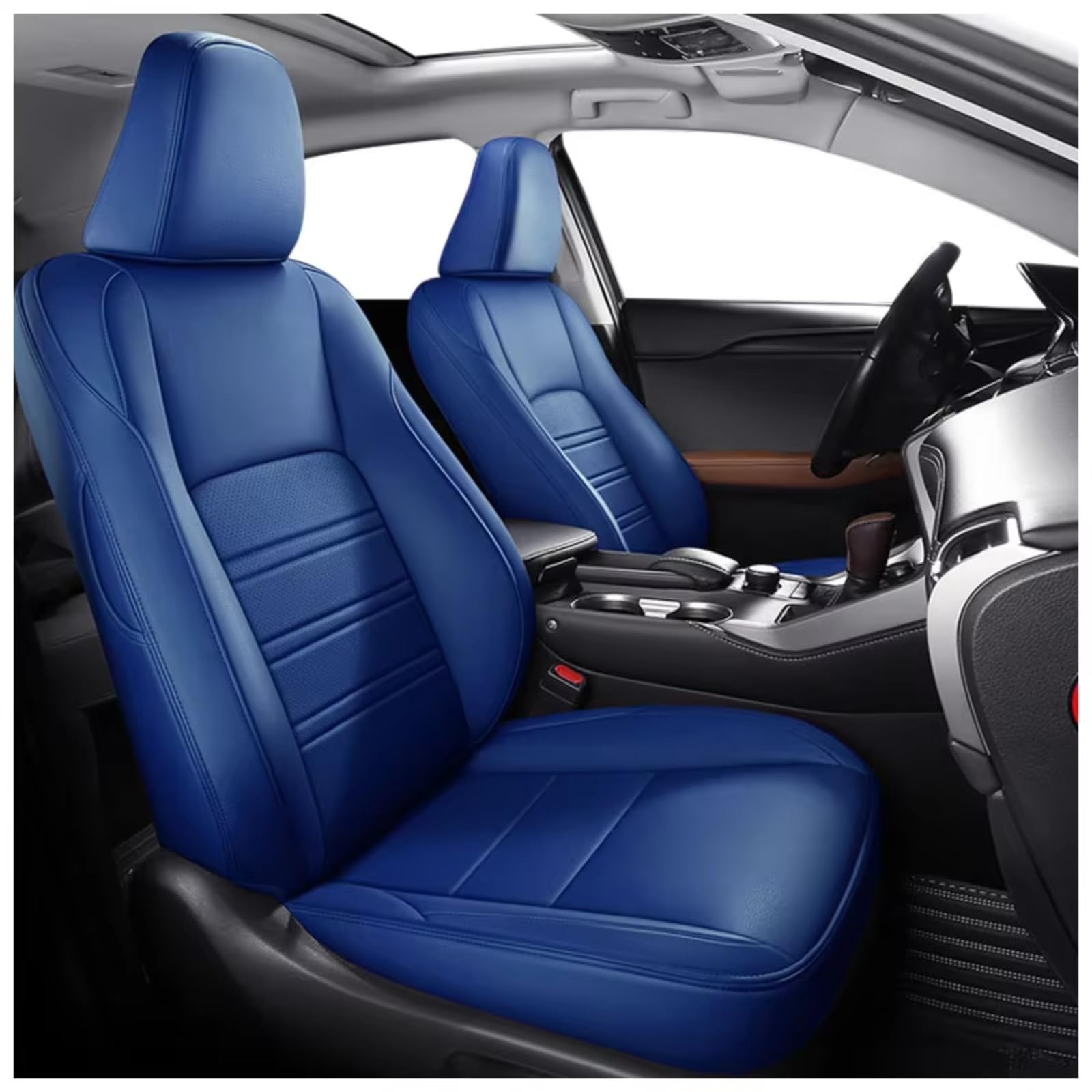 Für Lexus RX300 RX350 RX450 EX UX NX CT Autozubehör Sitzbezüge Für 5 Sitze Vollständiger Satz Lederspezifisch Auto Sitzbezüge(B Blue) von Dtbdfak