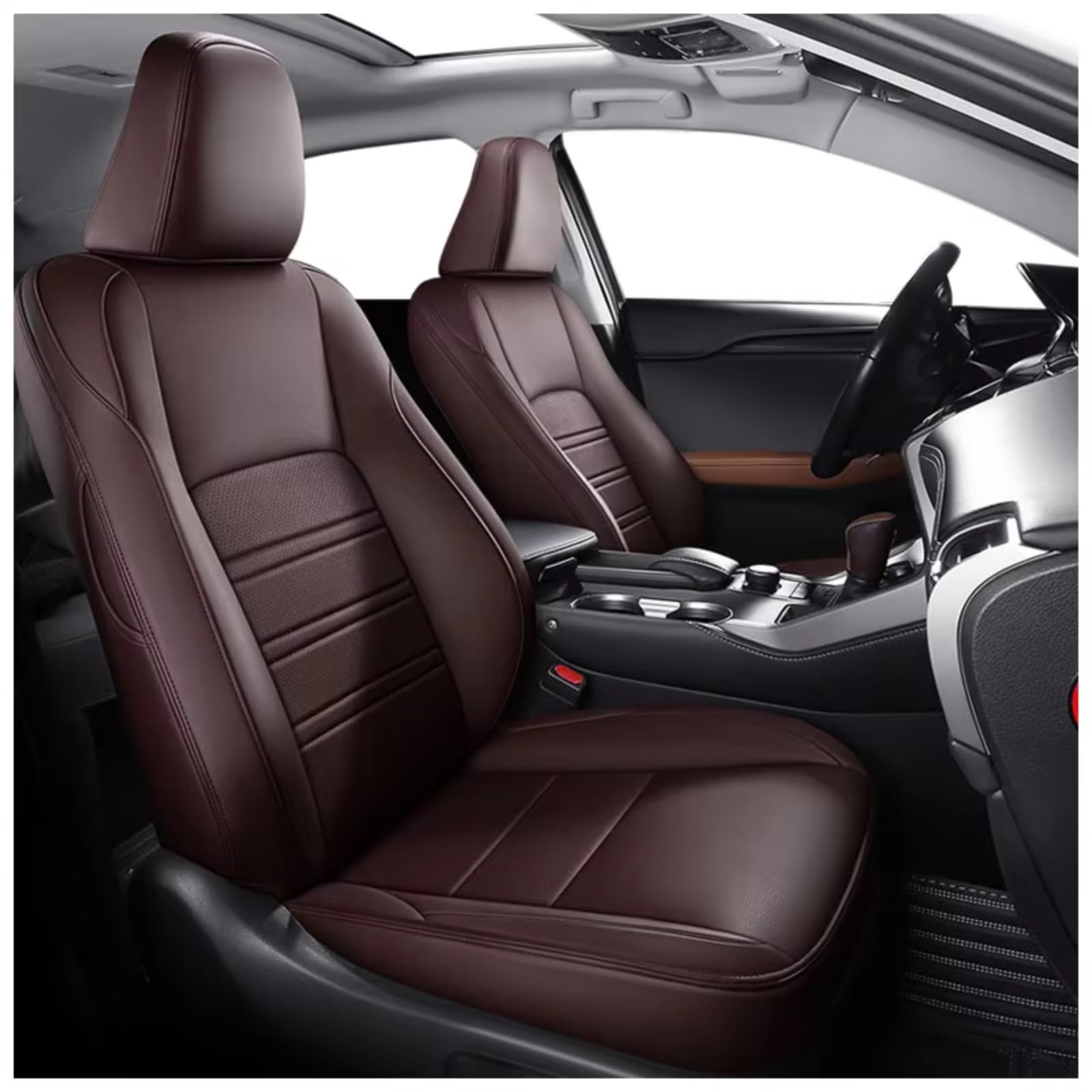 Für Lexus RX300 RX350 RX450 EX UX NX CT Autozubehör Sitzbezüge Für 5 Sitze Vollständiger Satz Lederspezifisch Auto Sitzbezüge(C Coffee) von Dtbdfak