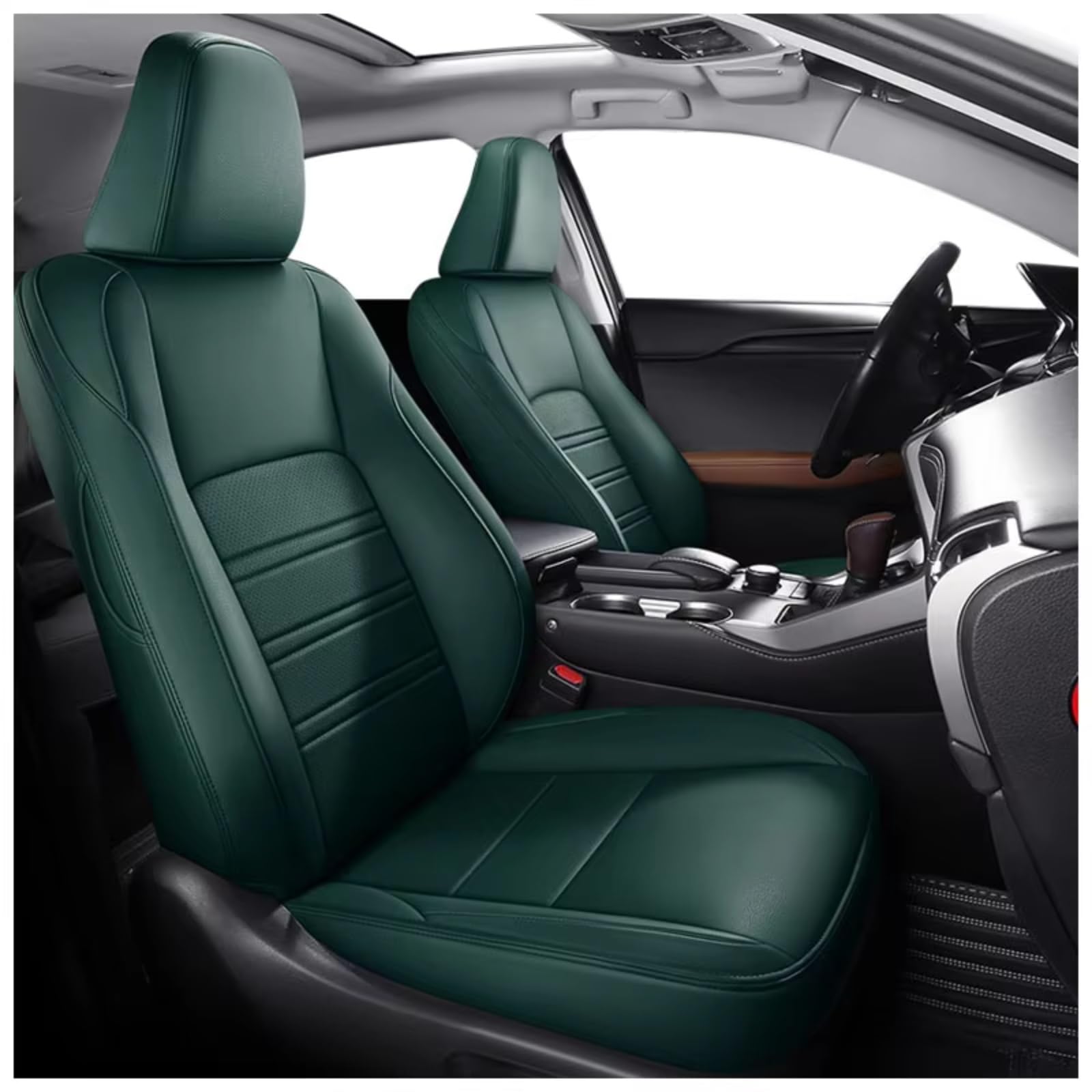 Für Lexus RX300 RX350 RX450 EX UX NX CT Autozubehör Sitzbezüge Für 5 Sitze Vollständiger Satz Lederspezifisch Auto Sitzbezüge(D Green) von Dtbdfak