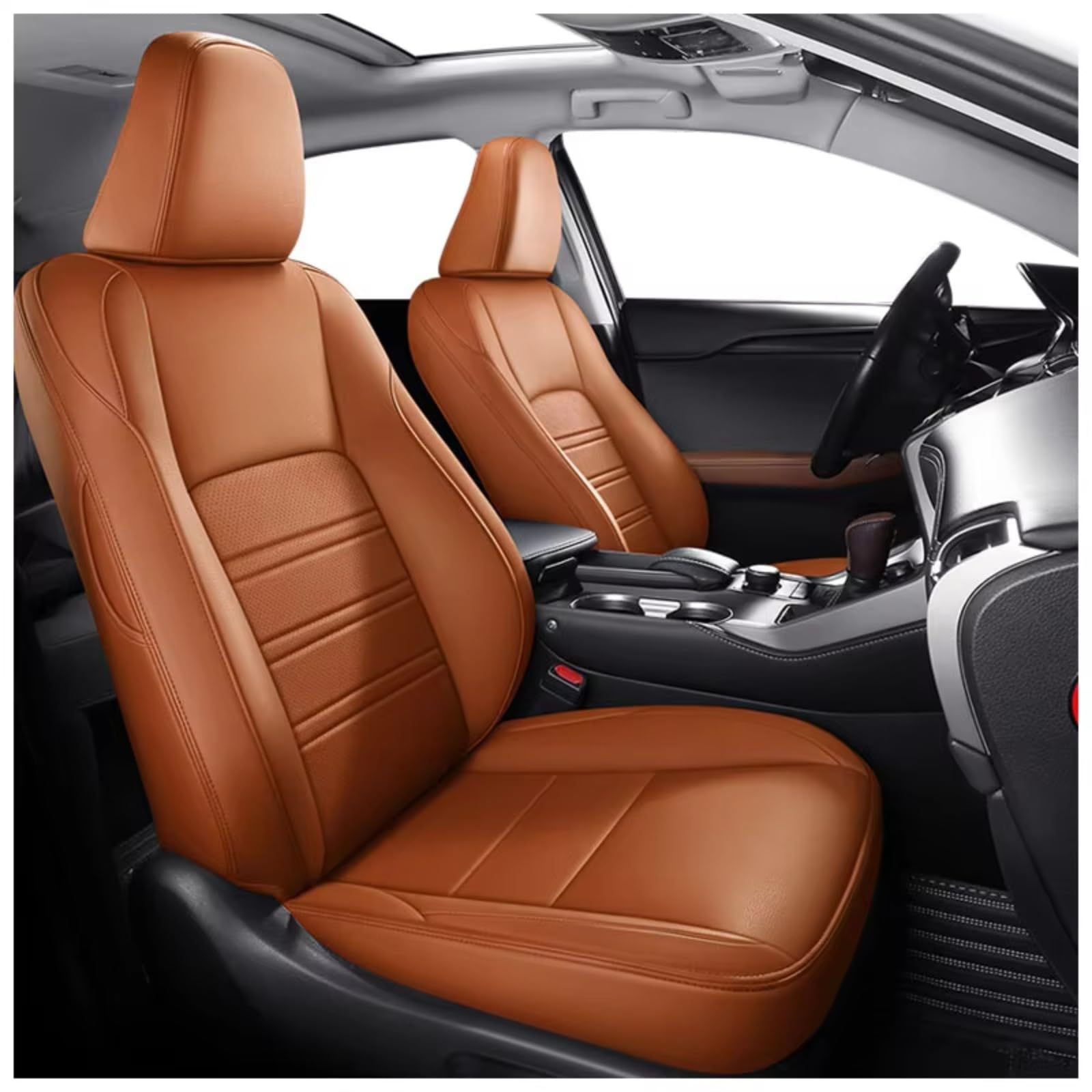 Für Lexus RX300 RX350 RX450 EX UX NX CT Autozubehör Sitzbezüge Für 5 Sitze Vollständiger Satz Lederspezifisch Auto Sitzbezüge(E orange) von Dtbdfak