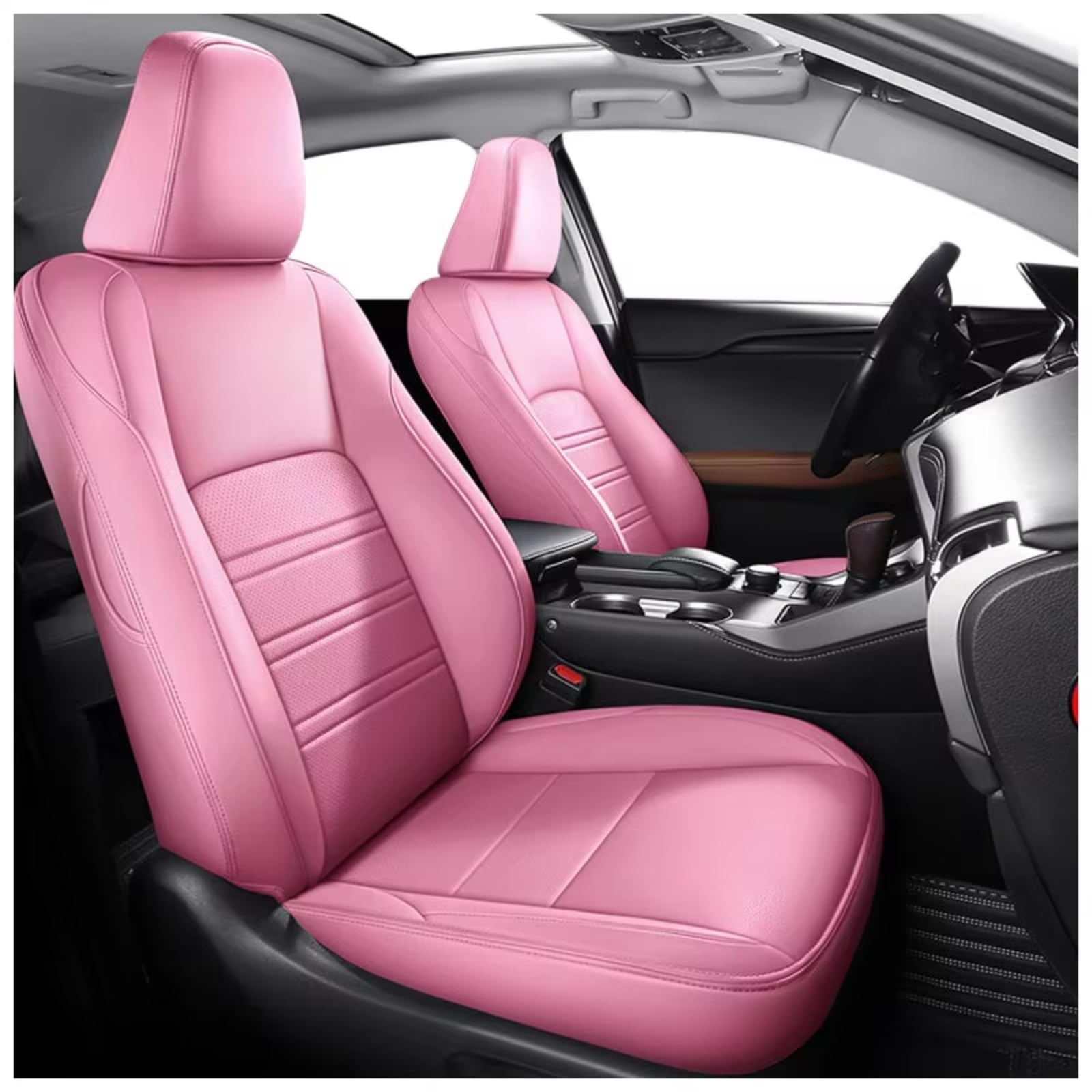 Für Lexus RX300 RX350 RX450 EX UX NX CT Autozubehör Sitzbezüge Für 5 Sitze Vollständiger Satz Lederspezifisch Auto Sitzbezüge(F pink) von Dtbdfak