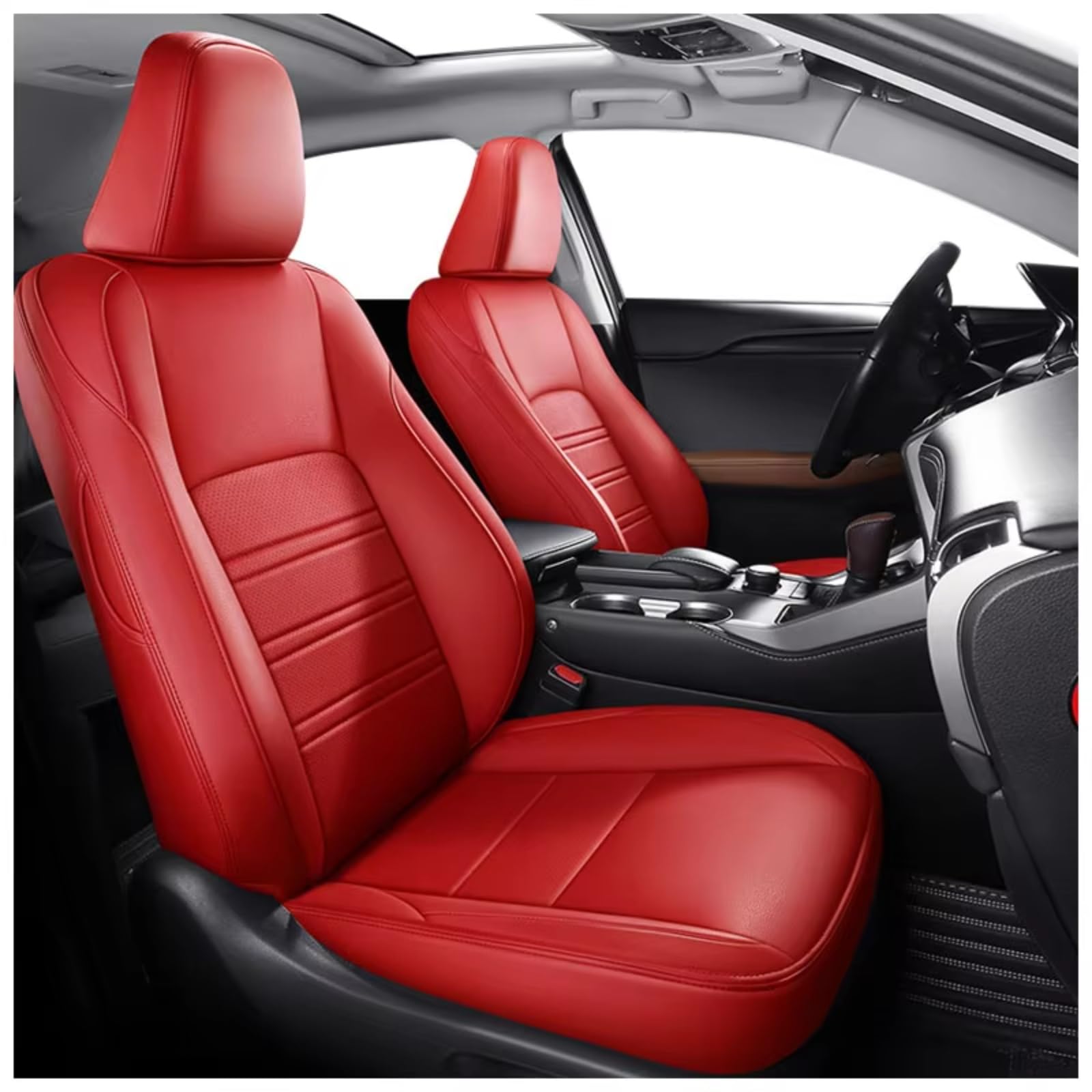 Für Lexus RX300 RX350 RX450 EX UX NX CT Autozubehör Sitzbezüge Für 5 Sitze Vollständiger Satz Lederspezifisch Auto Sitzbezüge(H red) von Dtbdfak