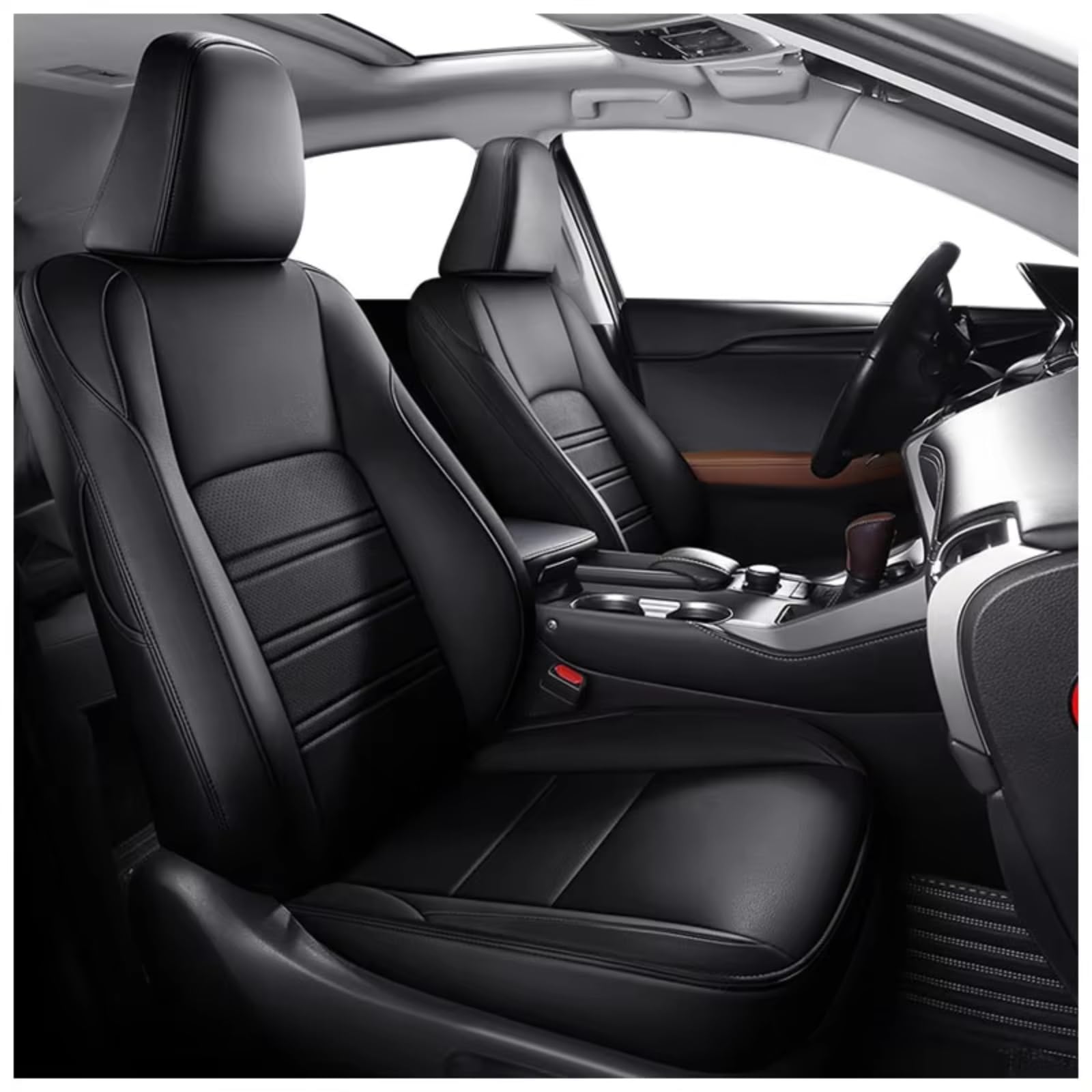 Für Lexus RX300 RX350 RX450 EX UX NX CT Autozubehör Sitzbezüge Für 5 Sitze Vollständiger Satz Lederspezifisch Auto Sitzbezüge(M Black) von Dtbdfak