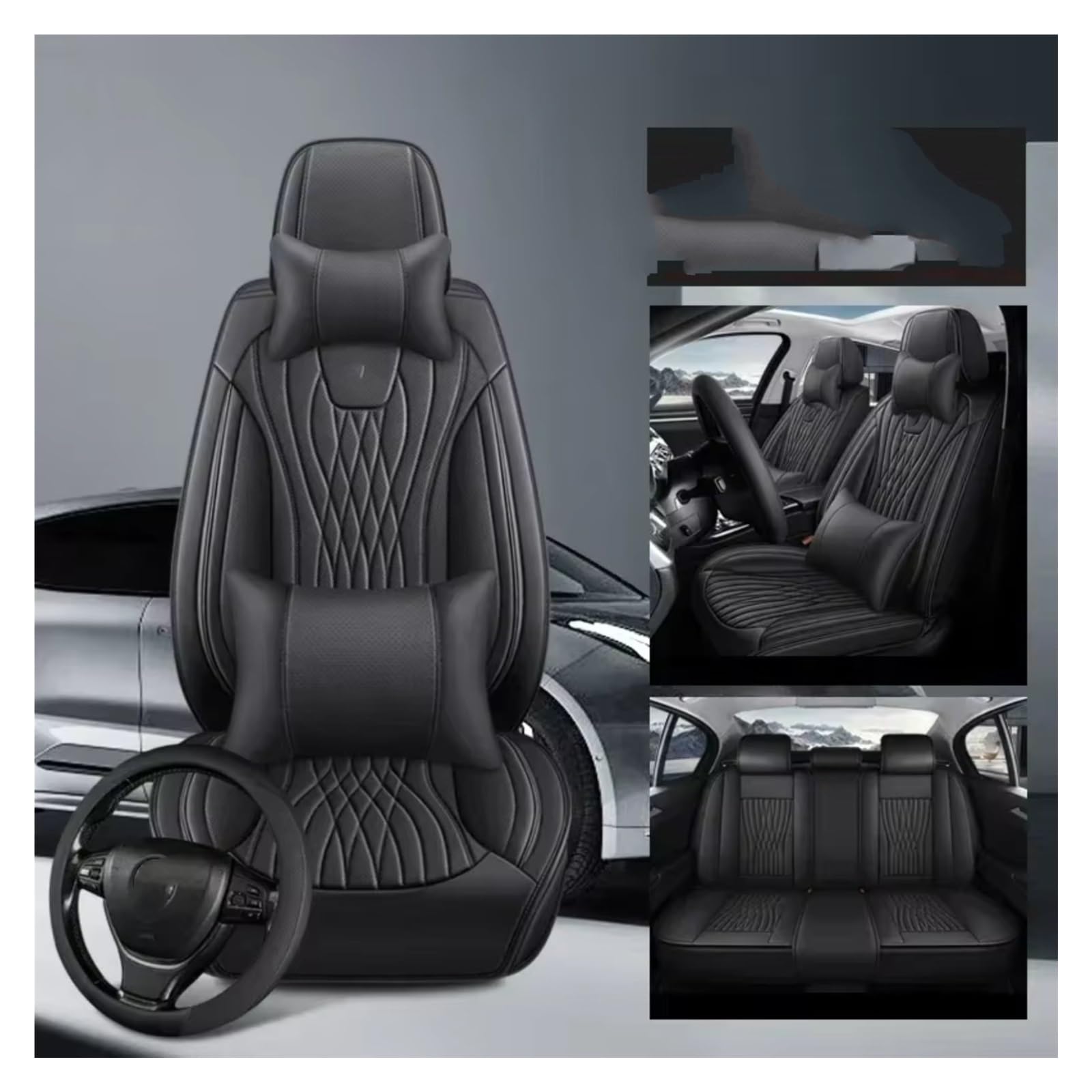 Für Mitsubishi Für Outlander Für ASX Für Eclipse Für Lancer Für Pajero Für Sport Für Zinger Pu Leder Auto Sitz Abdeckung Auto Sitzbezüge(I Black 5 Seat) von Dtbdfak