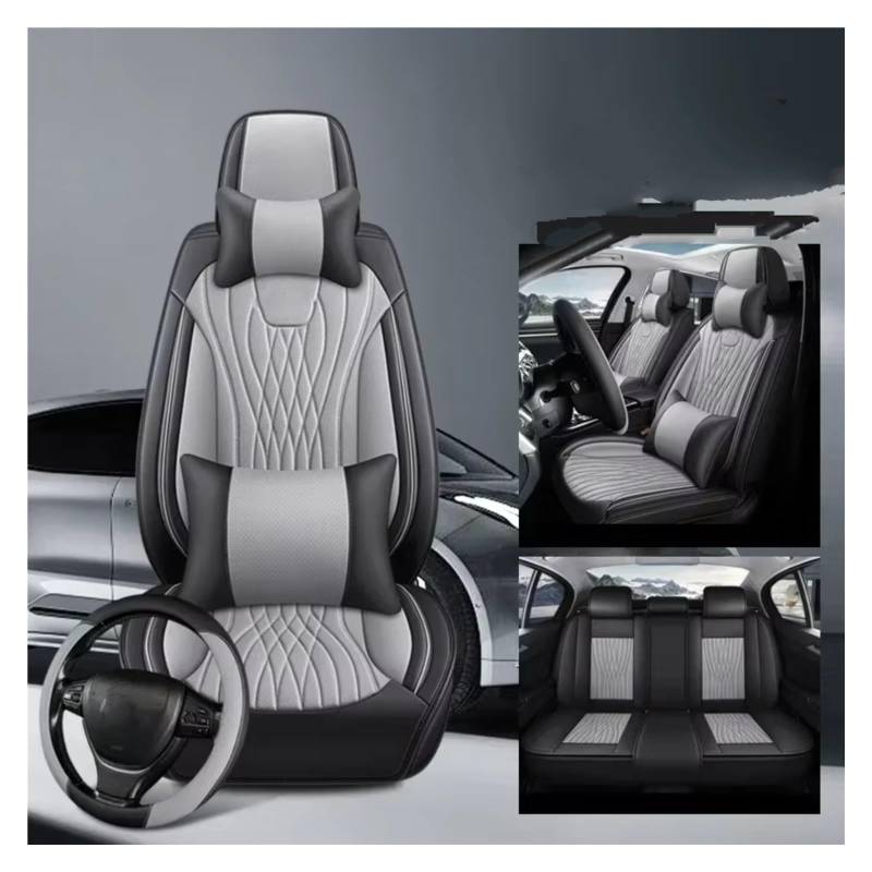 Für Mitsubishi Für Outlander Für ASX Für Eclipse Für Lancer Für Pajero Für Sport Für Zinger Pu Leder Auto Sitz Abdeckung Auto Sitzbezüge(K Gray 5 Seat) von Dtbdfak