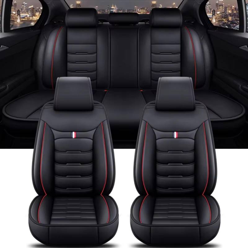 Für Peugeot Alle Automodelle 206 307SW 308 407 408 508sw 208 2008 3008 4008 5008 Autositzbezug Auto Sitzbezüge(D Black Red 5 Seat) von Dtbdfak