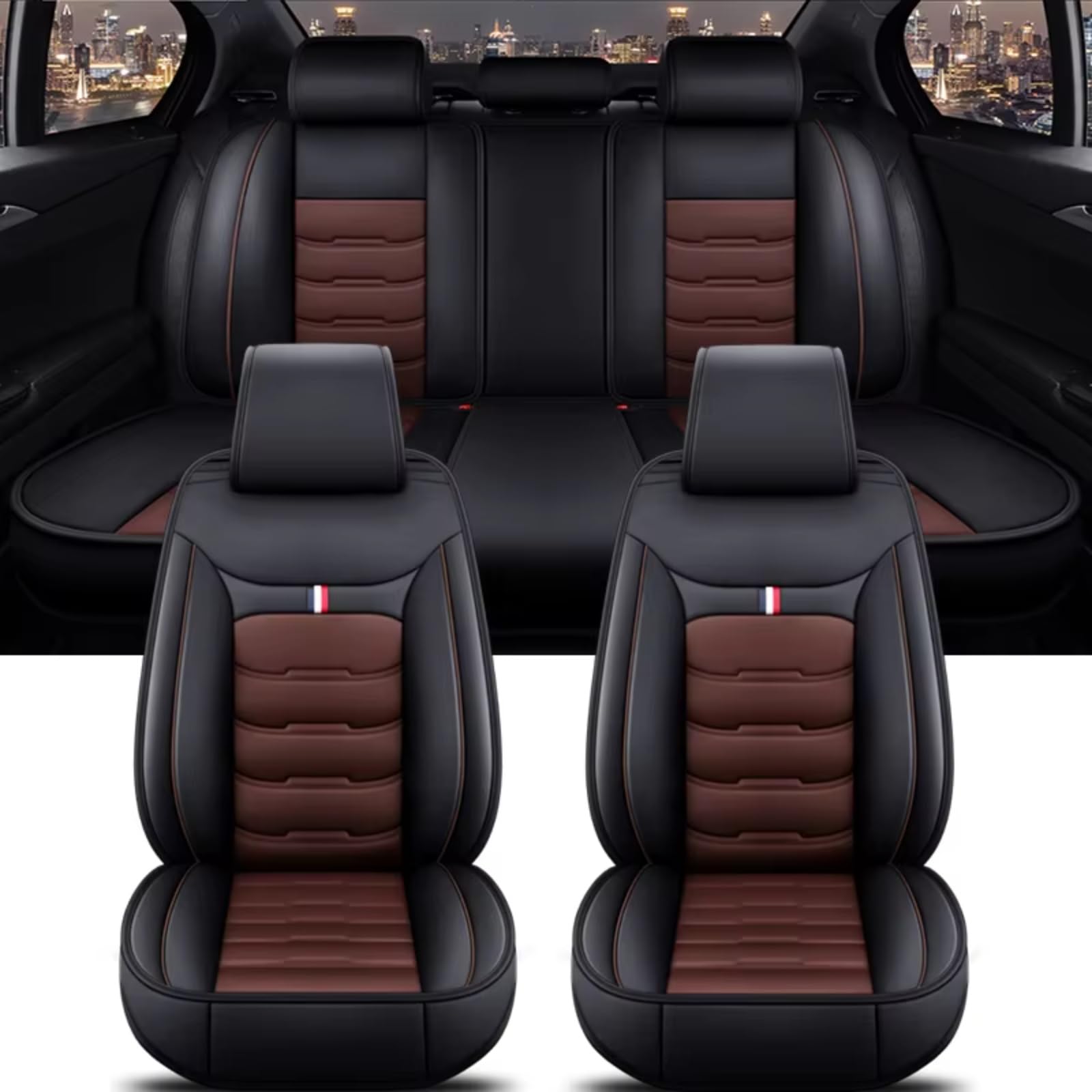 Für Peugeot Alle Automodelle 206 307SW 308 407 408 508sw 208 2008 3008 4008 5008 Autositzbezug Auto Sitzbezüge(E Black Coffee 5 Seat) von Dtbdfak