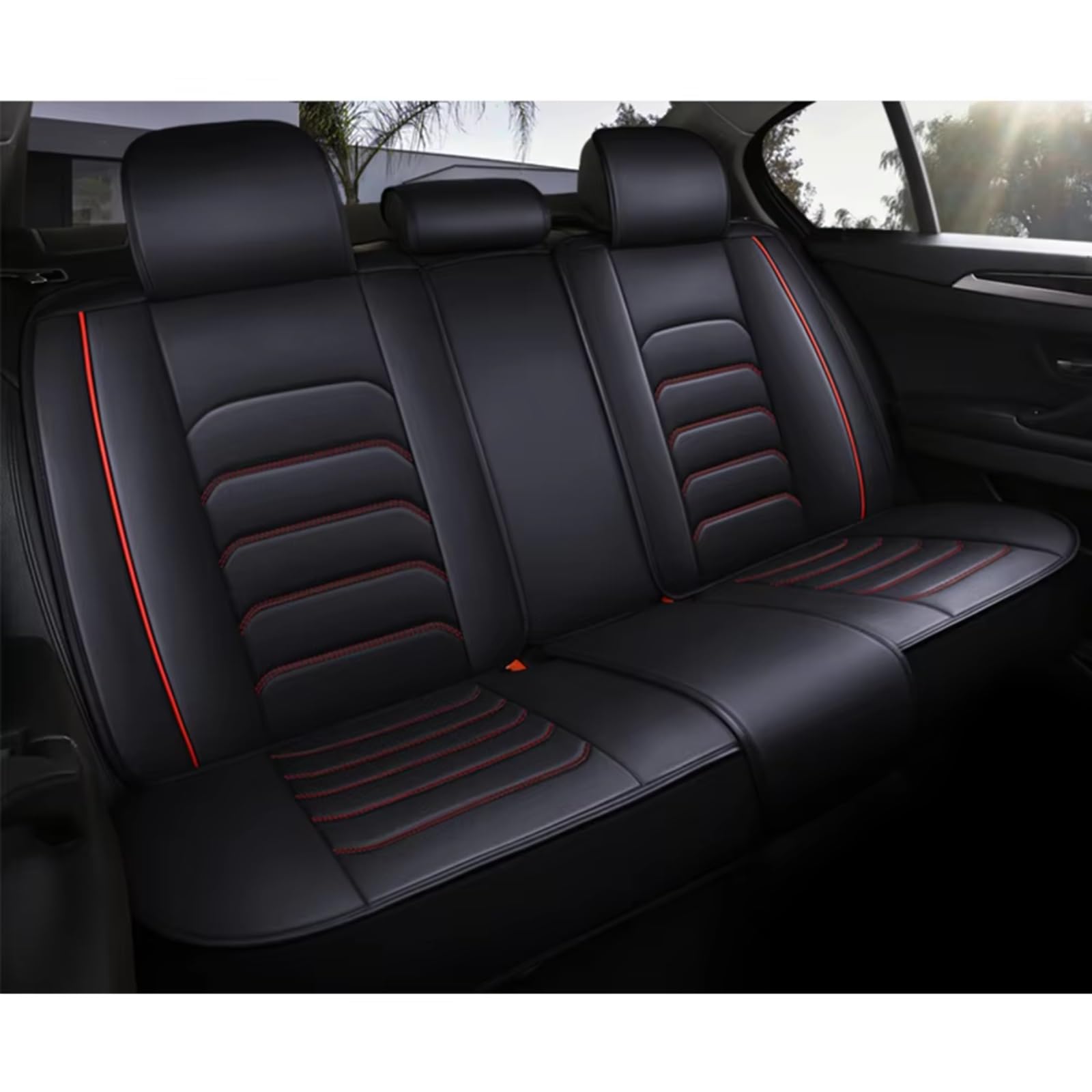 Für Polo Für Limousine Für Für Touran Für Touareg Für Passat B8 Für Jetta Auto Sitz Abdeckung Auto Sitzbezüge(B Black Red Rear) von Dtbdfak