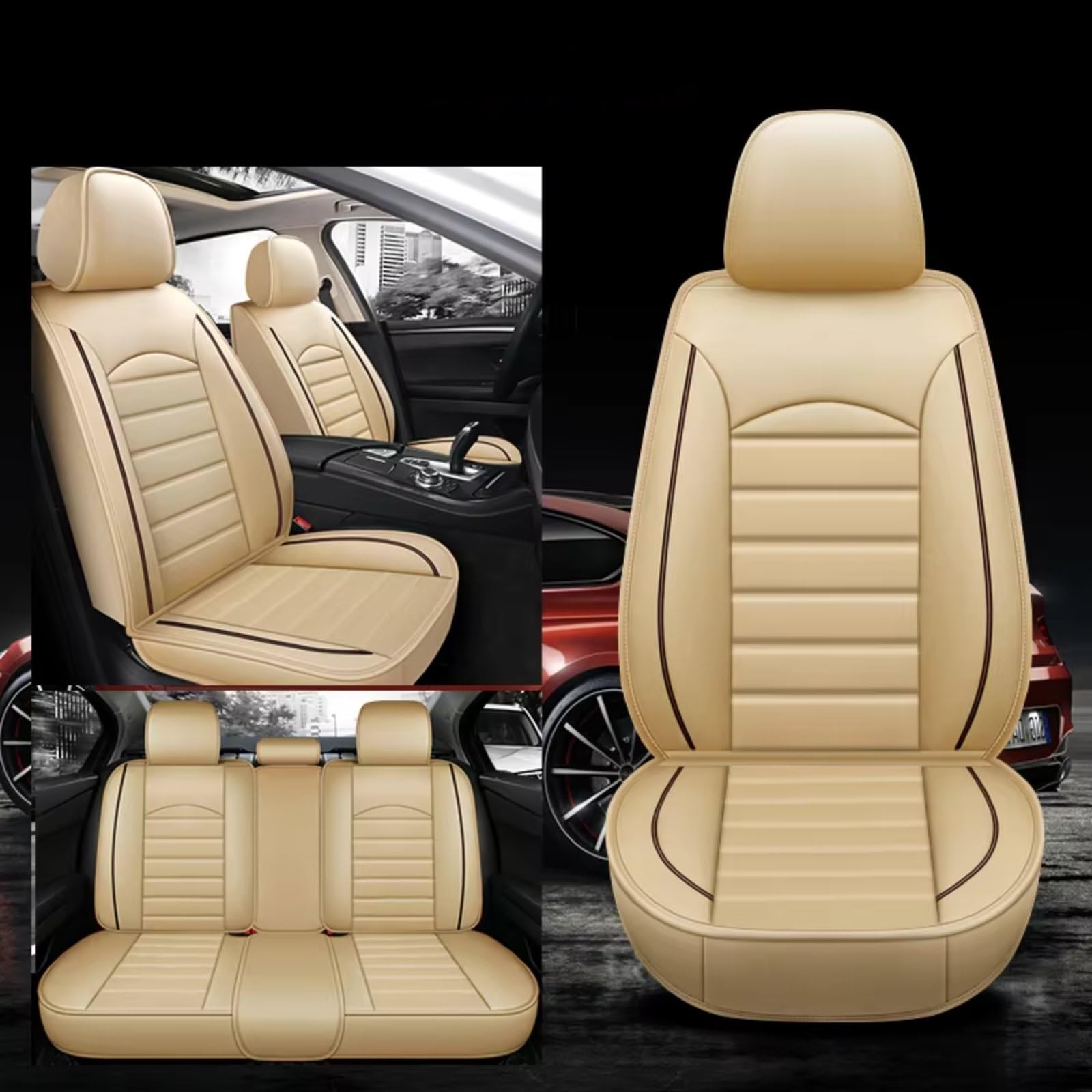 Für Q5 Q2 Q3 Q6 Q7 Q8 S1 S4 S5 S6 SQ5 RS3 RS4 RS5 Auto Zubehör Innendetails Sitzschutz Autositzbezug Auto Sitzbezüge(C Beige 5 Sea) von Dtbdfak