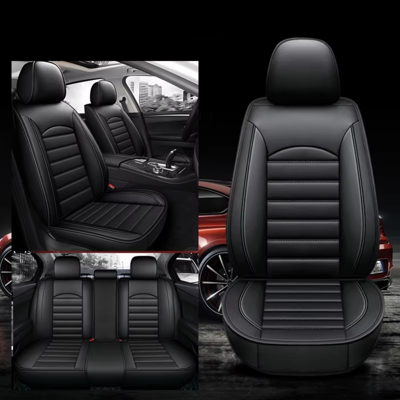 Für Q5 Q2 Q3 Q6 Q7 Q8 S1 S4 S5 S6 SQ5 RS3 RS4 RS5 Auto Zubehör Innendetails Sitzschutz Autositzbezug Auto Sitzbezüge(E Black 5 Seat) von Dtbdfak