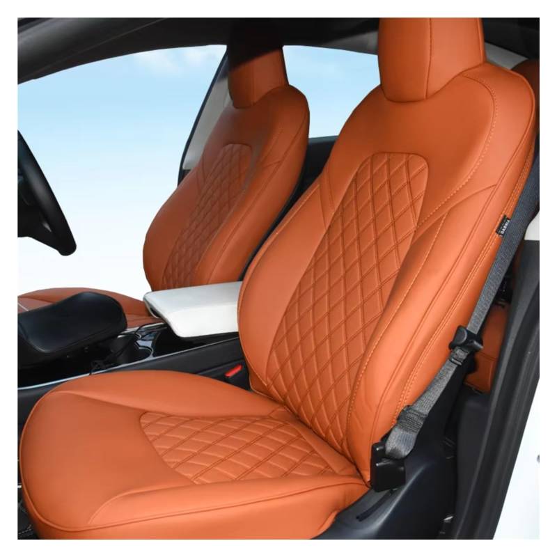 Für Tesla Für Modell 3 Y 2018-2022 PVC Autositzbezüge Komplettset Wasserdichter Autositzschutz Auto Sitzbezüge(Brown,Full Set) von Dtbdfak