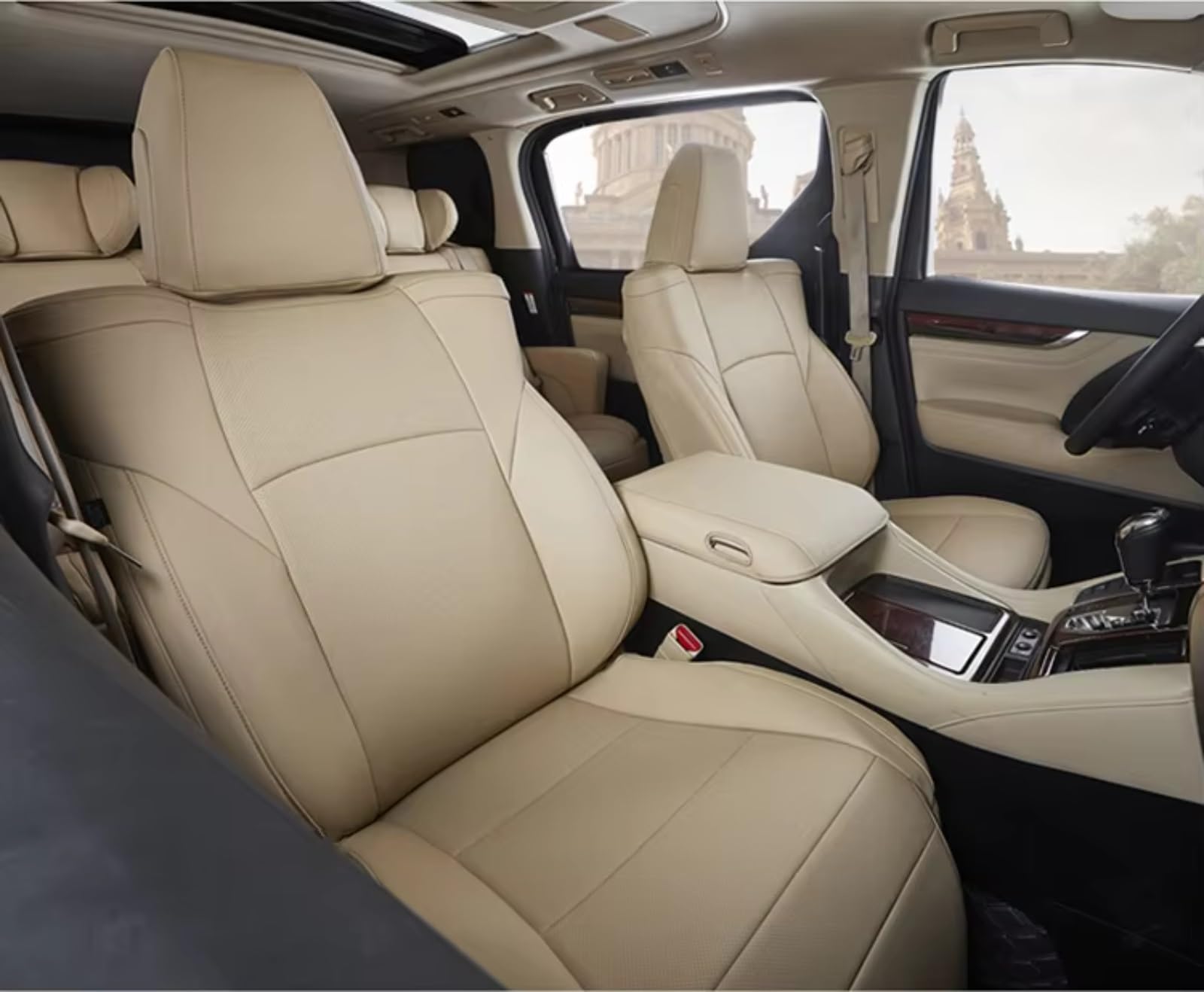 Für Toyota 2015-2022 Für Alphard 2019-2022 Für Vellfire 7 Sitze Autositzbezüge Auto Sitzbezüge(Beige) von Dtbdfak