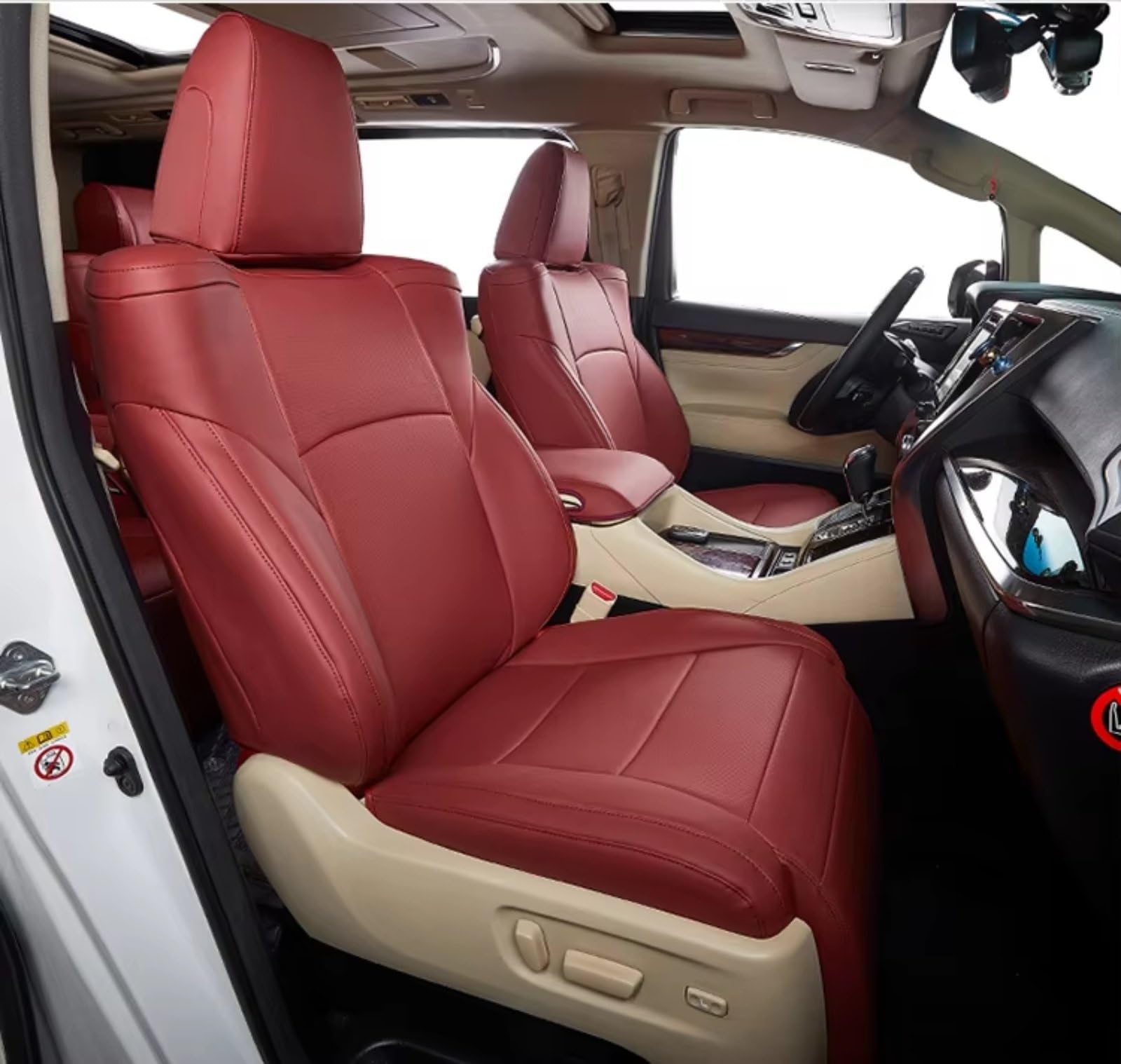 Für Toyota 2015-2022 Für Alphard 2019-2022 Für Vellfire 7 Sitze Autositzbezüge Auto Sitzbezüge(Burgundy) von Dtbdfak