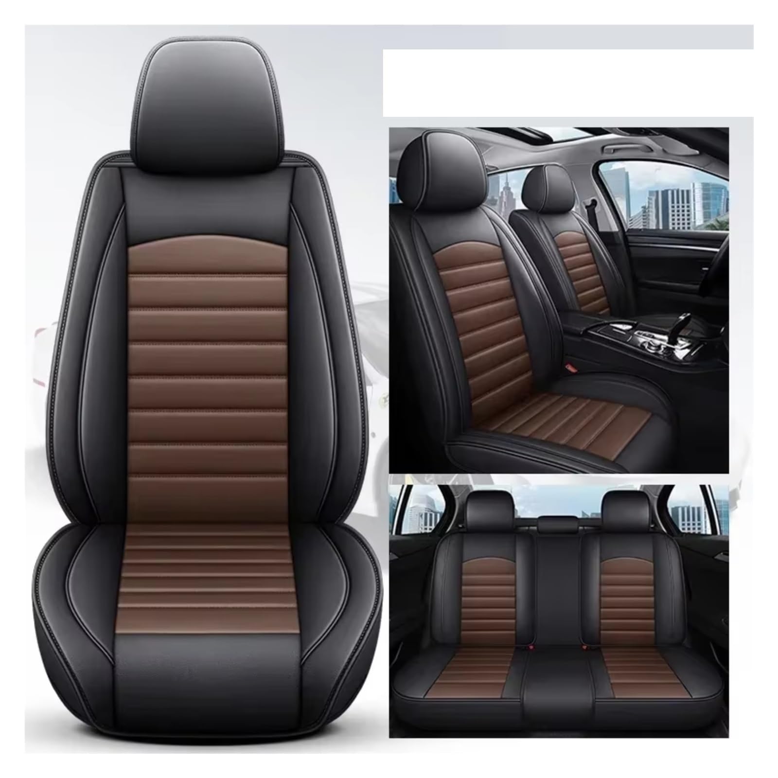 Für Toyota Für Auris Für Avensis Für Crown Für 4Runner Für Harrier FJ Für Cruiser Für Mark X Für Premio Auto Sitz Abdeckung Auto Sitzbezüge(E Black Coffee 5 Seat) von Dtbdfak