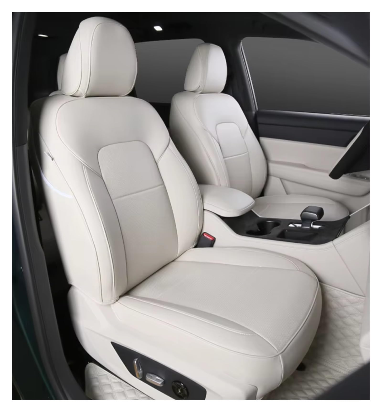 Für Toyota Für RAV4 Für Corolla Für CHR Für Camry Auto Sitzbezüge Vollen Satz Mittleren Perforierte Echtes Leder Pu Auto Sitzbezüge(Ivory White) von Dtbdfak