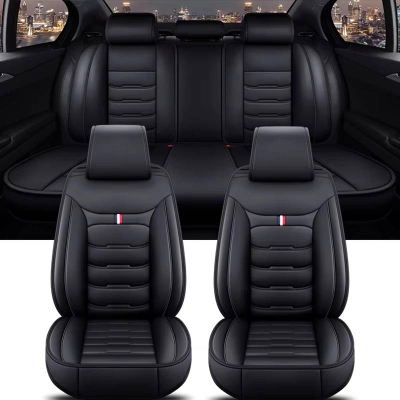Für VW Alle Modelle Für Polo Für Golf Für Passat CC Für Touran Für Tiguan Für Toureg Für Touareg Für Phaeton Für T-ROC Autositzbezug Auto Sitzbezüge(C Black 5 Seat) von Dtbdfak