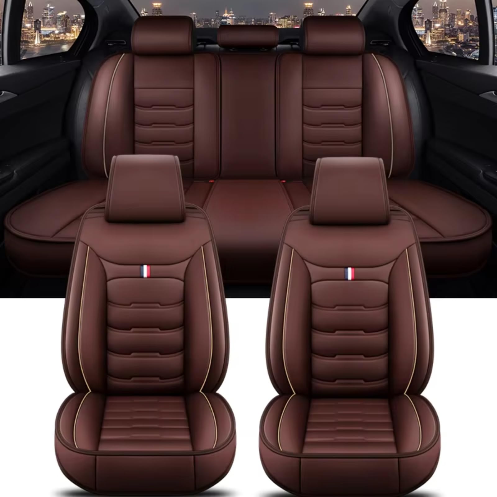 Für Volvo Alle Automodelle Für XC60 Für XC90 Für XC40 Für XC70 S60L C30 S80 S90 V50 V60 Autositzbezug Auto Sitzbezüge(F Coffee 5 Seat) von Dtbdfak