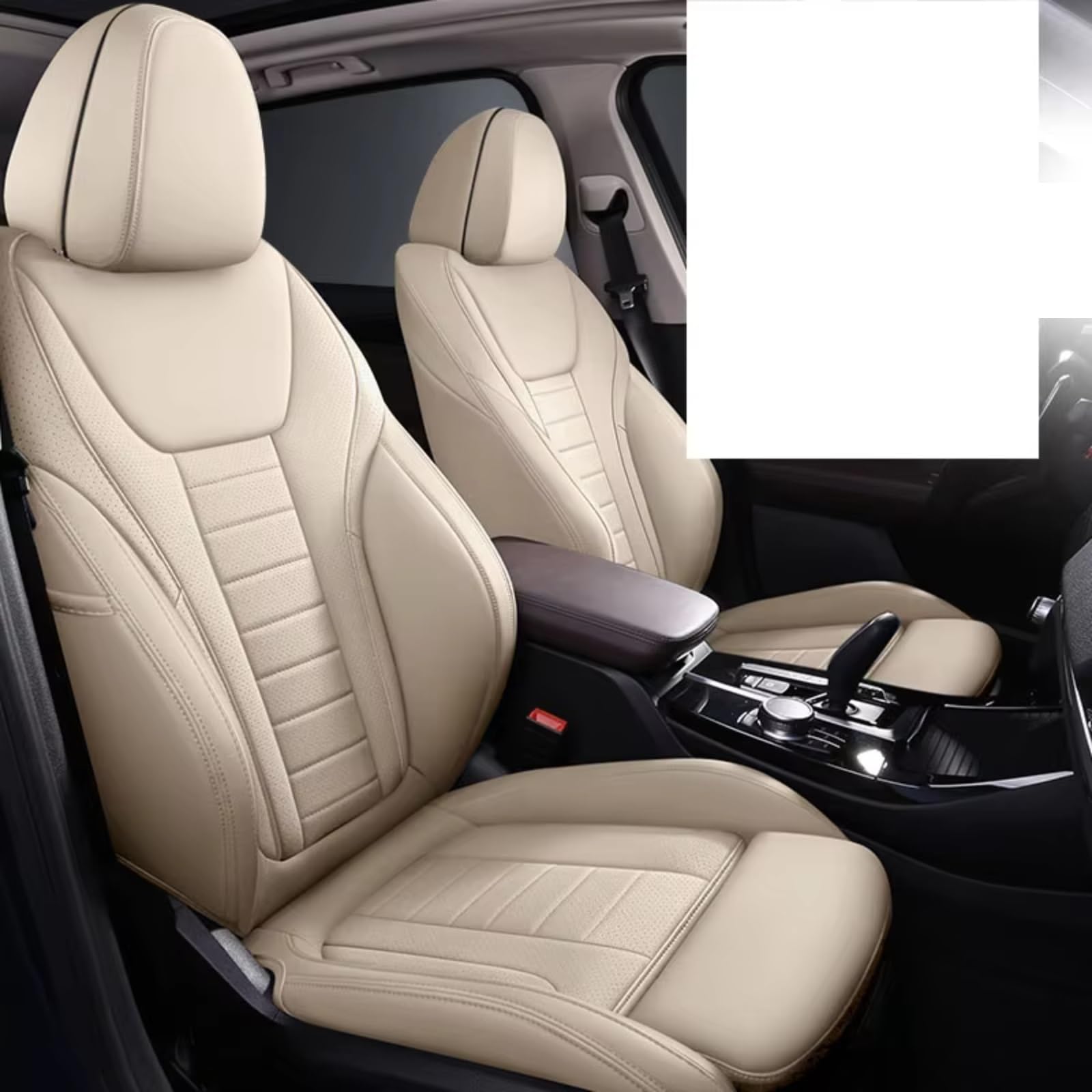 Für X3 3 Serie 7 5 3 Serie X5 X1 Autositzbezüge Für 5 Sitze Komplettset Auto Sitzbezüge(Beige) von Dtbdfak