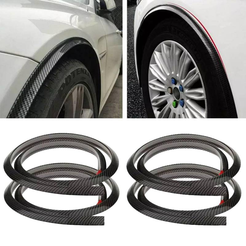 DuDuZui 1,5m/4,9ft Universal Mudguards Rad Fender Verlängerung Formung Flares Reifen Augenbrauen Trim Strip Stick Out Edge für Auto-Protektor und Dekoration, Kohlefaser, 4 STK von DuDuZui