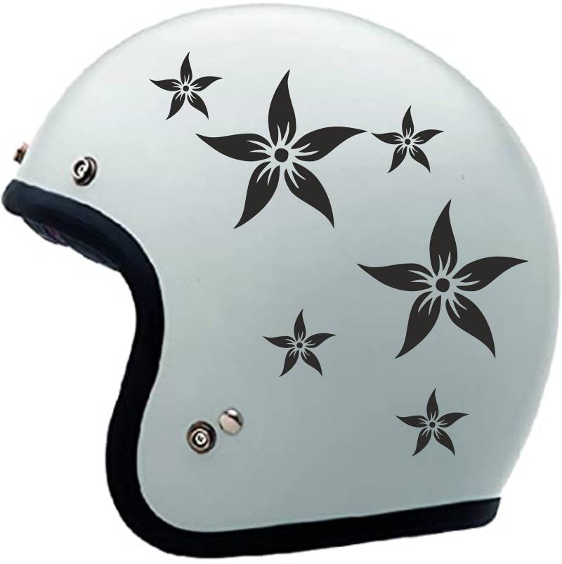 DualColorStampe Aufkleber - Blumen Helm Damen - Dekoration für Scooter Auto Motorrad Aufkleber Code C0001 (Schwarz 070) von DualColorStampe