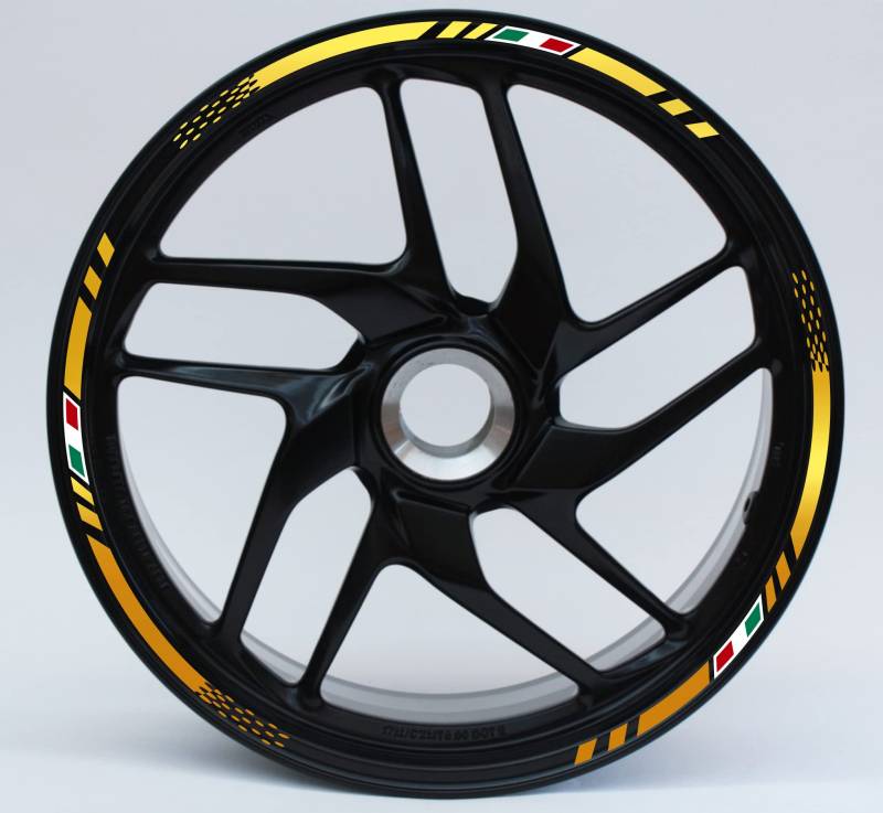 DualColorStampe Aufkleber-Set komplett mit Felgenstreifen für Motorrad, für 2 Räder mit 17 Zoll (37,8 cm), Streifen, Design Sport, COD.D0062 (Gold) von DualColorStampe