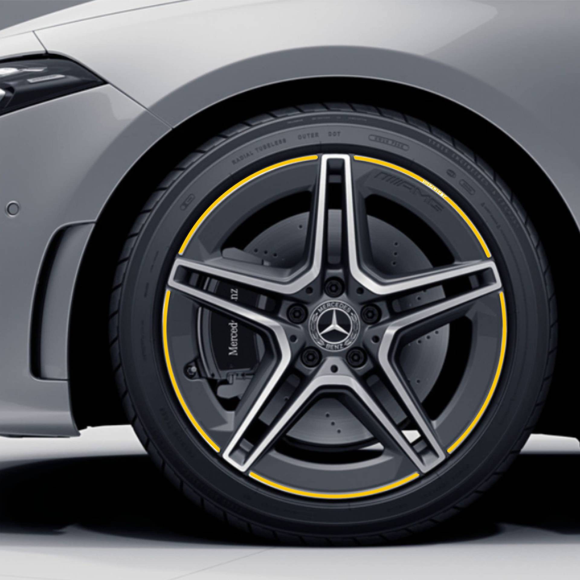 DualColorStampe Aufkleber Streifen Kompatibel mit Mercedes-Benz AMG Alufelgen 18 Zoll Rad Felgen Streifen Aufkleber Auto Sport COD.0337 (gelb) von DualColorStampe