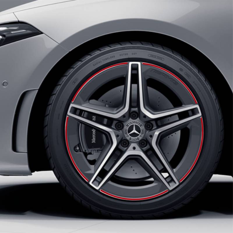 DualColorStampe Aufkleber Streifen Kompatibel mit Mercedes-Benz AMG Alufelgen 18 Zoll Rad Felgen Streifen Aufkleber Auto Sport COD.0338 (Rot) von DualColorStampe