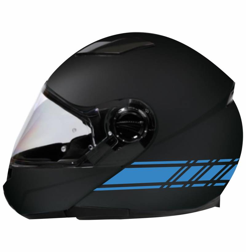 DualColorStampe Aufkleber für Helm Motorrad Moped Helmet Universal Streifen Design Sport Sticker COD.C0057 (Blau 53) von DualColorStampe