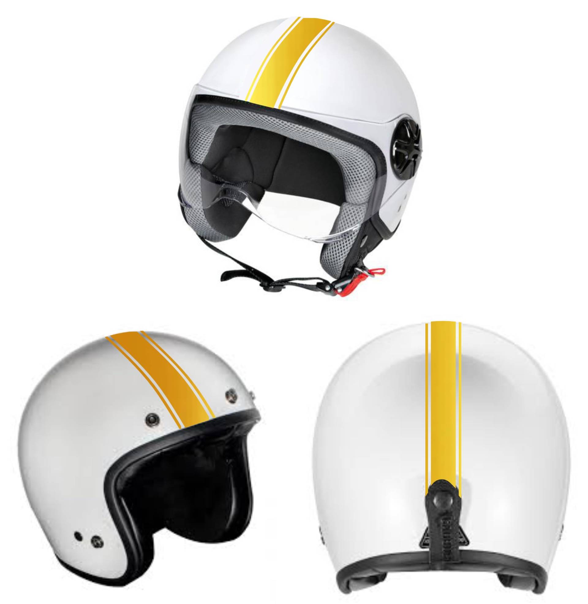 DualColorStampe Aufkleber für Motorradhelm Motorrad Roller Helm Universal Streifen Streifen Design Sport Aufkleber Streifen - C0068 (Gold 91) von DualColorStampe
