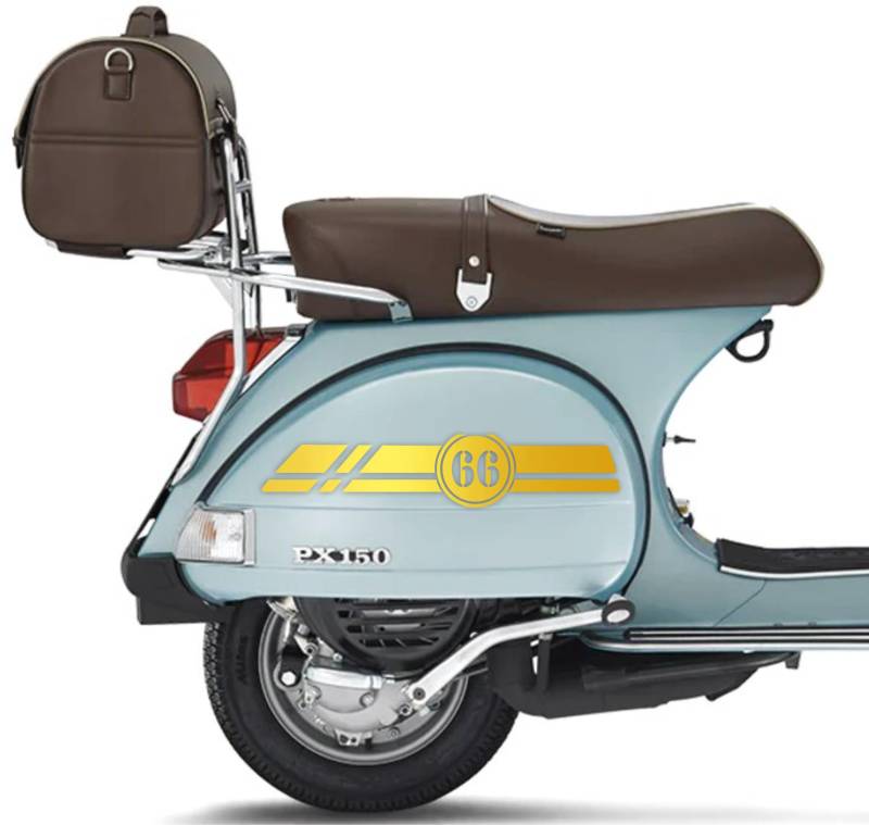 DualColorStampe Aufkleber kompatibel mit Piaggio Vespa 150 PX SE 70° Komplettset - Farbe wählbar M0295 (Gold 91) von DualColorStampe
