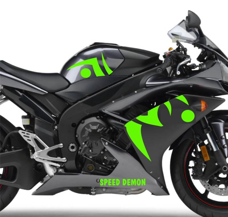 DualColorStampe Aufkleber kompatibel mit Yamaha R1 YZF (2009-2011) Grafik Motorradverkleidung Wasserdicht Motorrad Aufkleber Decal Vinyl M0325 (Neon Grün) von DualColorStampe