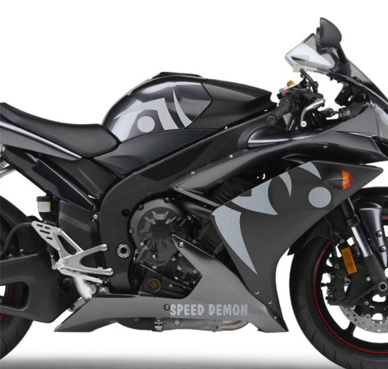 DualColorStampe Aufkleber kompatibel mit Yamaha R1 YZF (2009-2011) Grafik Motorradverkleidung Wasserdicht Motorrad Aufkleber Decal Vinyl M0325 (SILBER 90) von DualColorStampe
