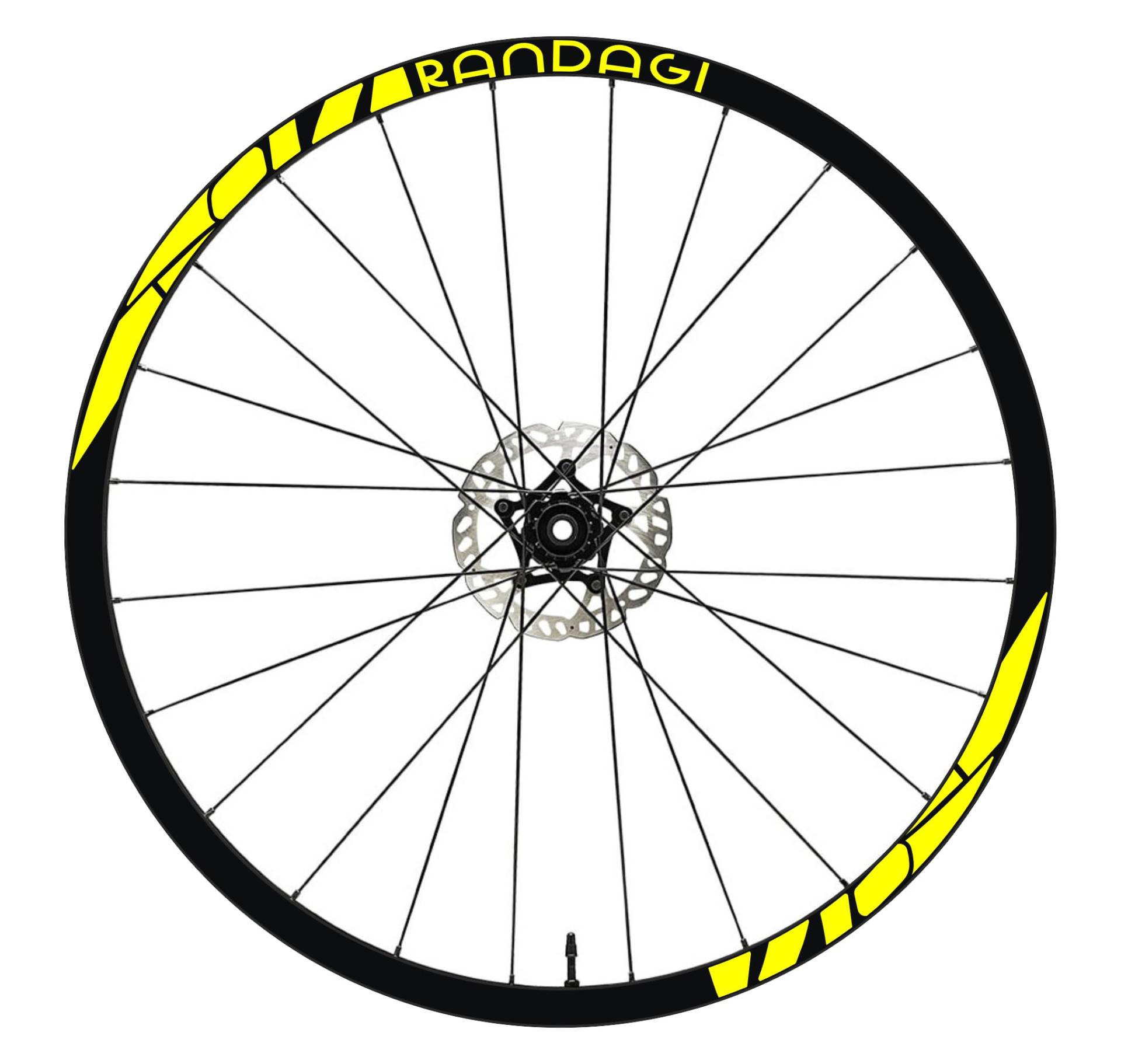 DualColorStampe Felgenaufkleber für Fahrrad, 26 Zoll – 27,5 Zoll – 28 – 29 Zoll (66 – 61 cm) Rad MTB BDC Aufkleber Felgen für Mountain Bike Code B0192 (fluoreszierendes Gelb, 27,5 Zoll) von DualColorStampe