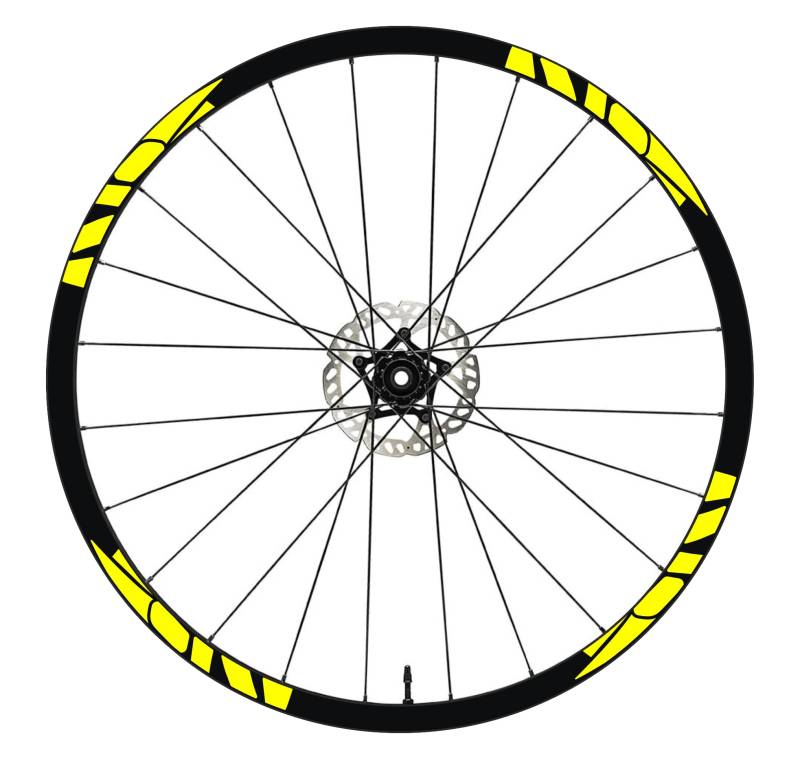 DualColorStampe Felgenaufkleber für Fahrrad, 26 Zoll – 27,5 Zoll – 28 – 29 Zoll (66 – 61 cm) Rad MTB BDC Aufkleber Felgen für Mountain Bike Code B0193 (fluoreszierendes Gelb, 27,5 Zoll) von DualColorStampe