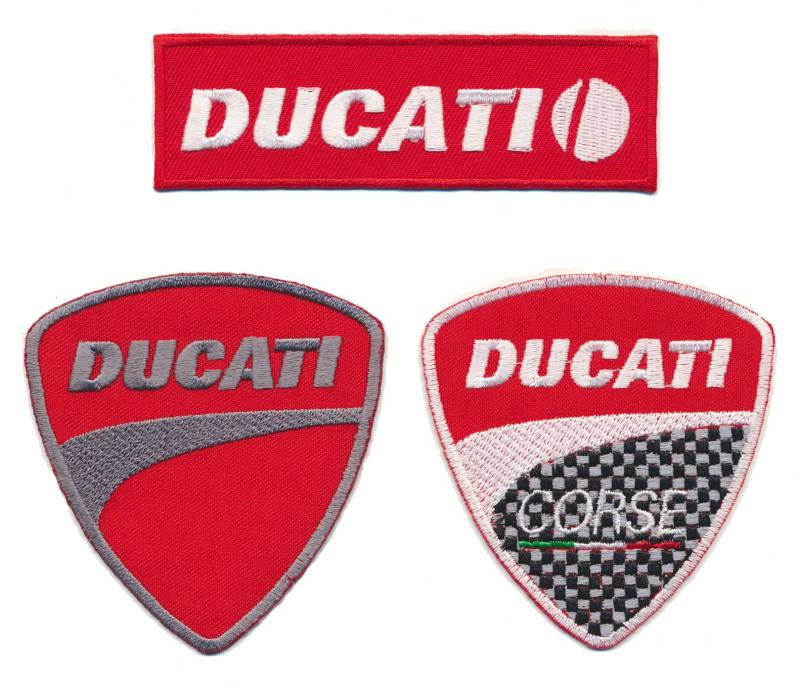 Ducati Aufnäher Aufbügler Patch 3 Stück Motorrad Italia TURBOVERSAND von Ducati