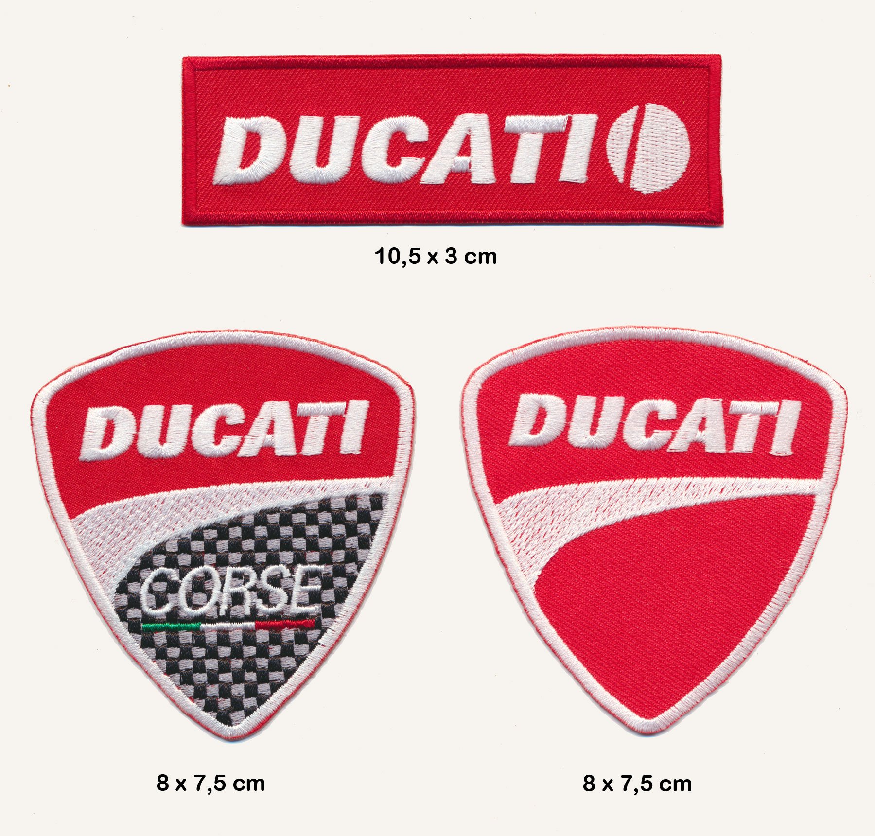 Ducati Aufnäher Aufbügler Patch 3 Stück Motorrad Moto GP TURBOVERSAND von Ducati