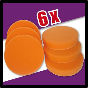 Kingbarney 6X Polierschwamm MEDIUM in orange 180mm (Klett) für die perfekte Lack-Arbeit/Kfz-Lackaufbereitung von Duke-Handel