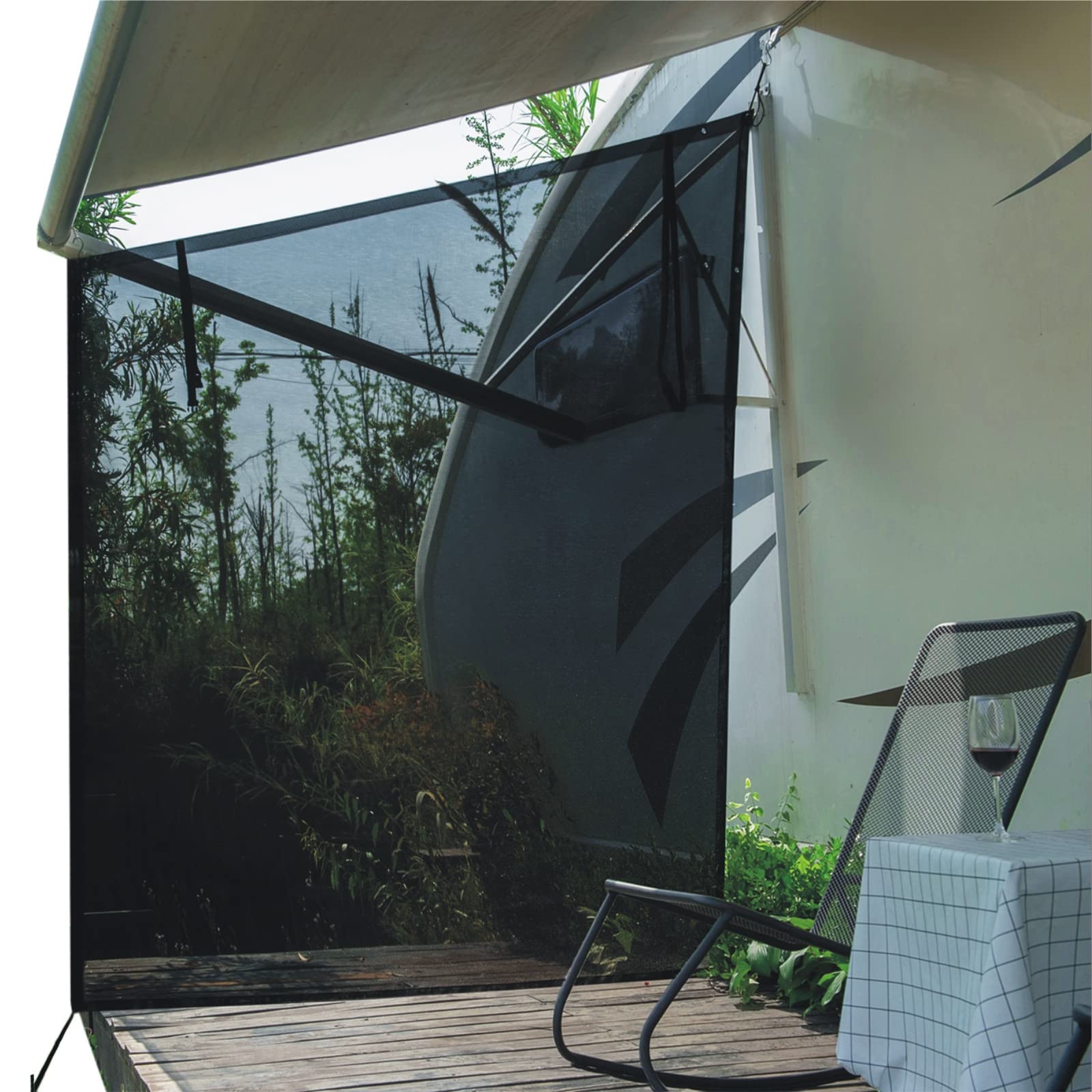 Dulepax Wohnmobil View Blocker Sonnenschutz, universeller RV Markisen Sichtschutz Bildschirm, 2,5 m x 2,1 m, mit kompletten Kits. von Dulepax